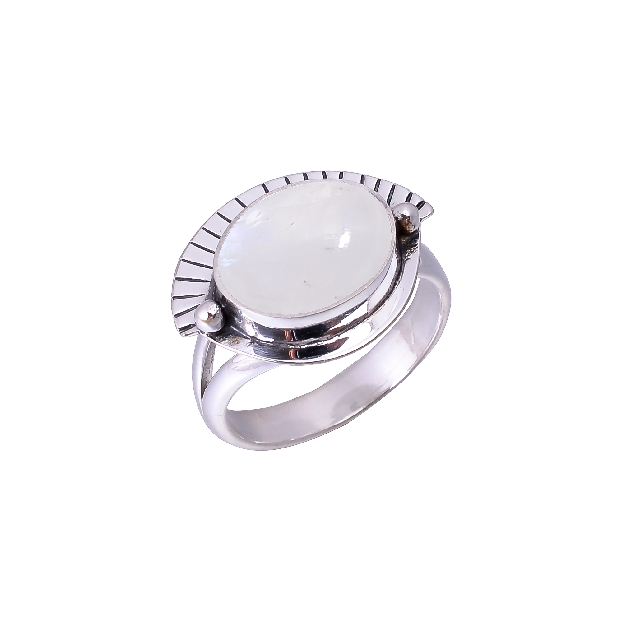 Rainbow Moonstone - India Designer Handmade 925 Sterling Silver Ring