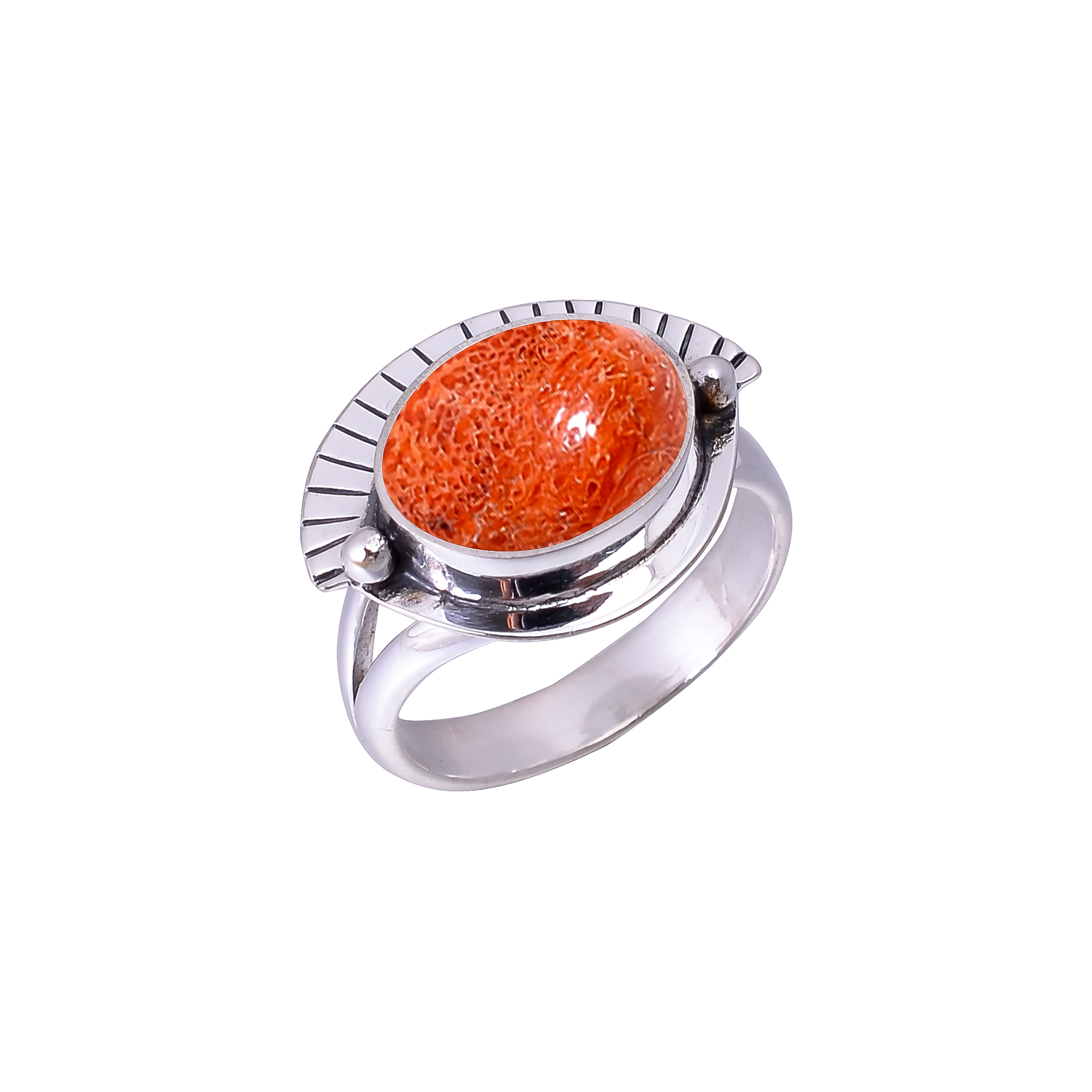 Sponge Coral  - Italy Designer Handmade 925 Sterling Silver Ring