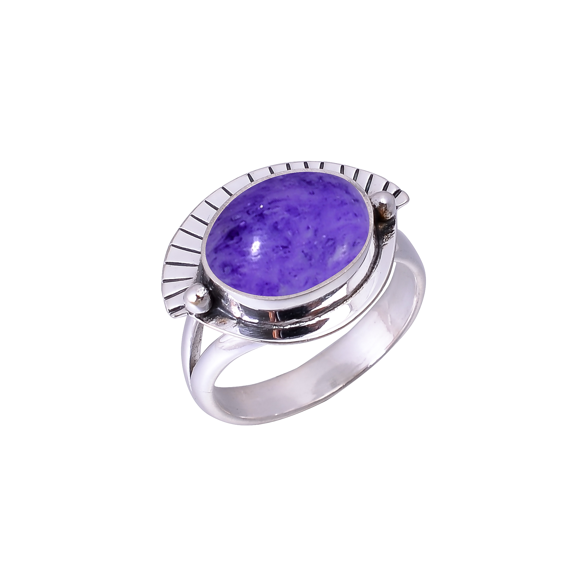 Purple Charoite - Simulated Designer Handmade 925 Sterling Silver Ring