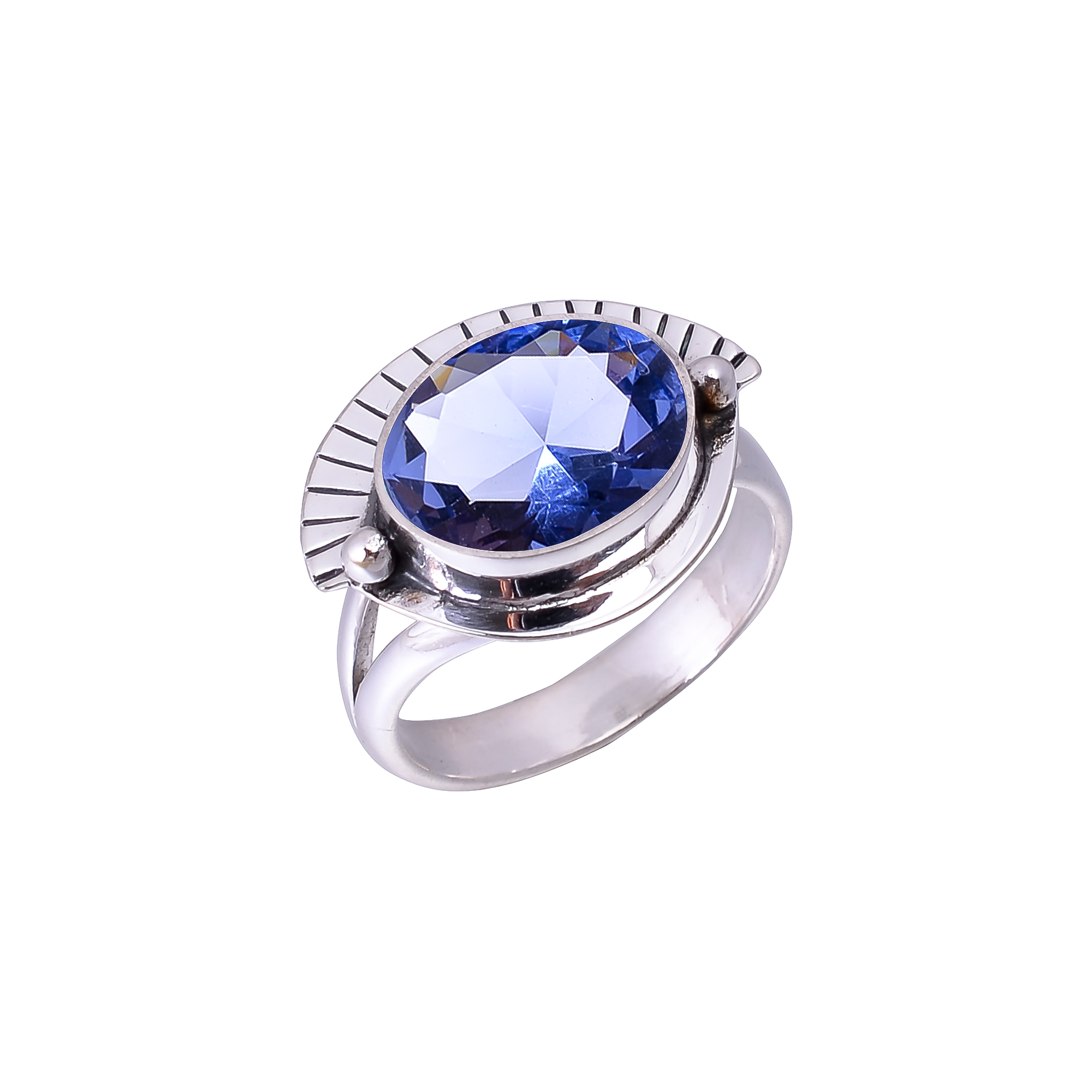 Iolite - Simulated Designer Handmade 925 Sterling Silver Ring