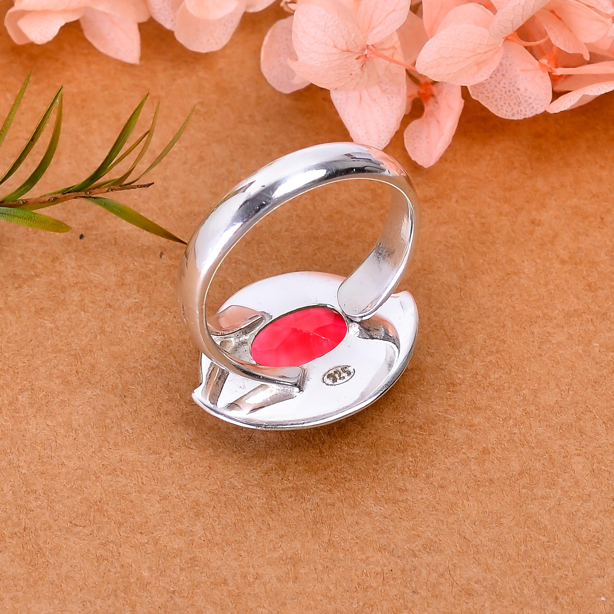 Pink Rubellite Tourmaline In Quartz - Brazil Designer Handmade 925 Sterling Silver Ring