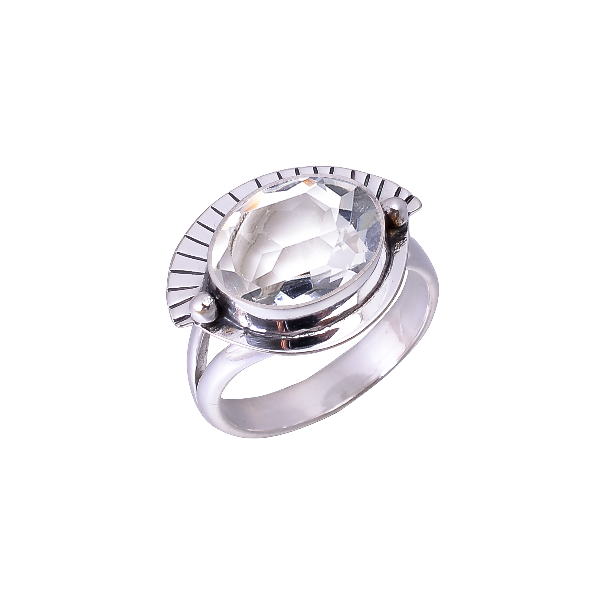 White Topaz - Simulated Designer Handmade 925 Sterling Silver Ring