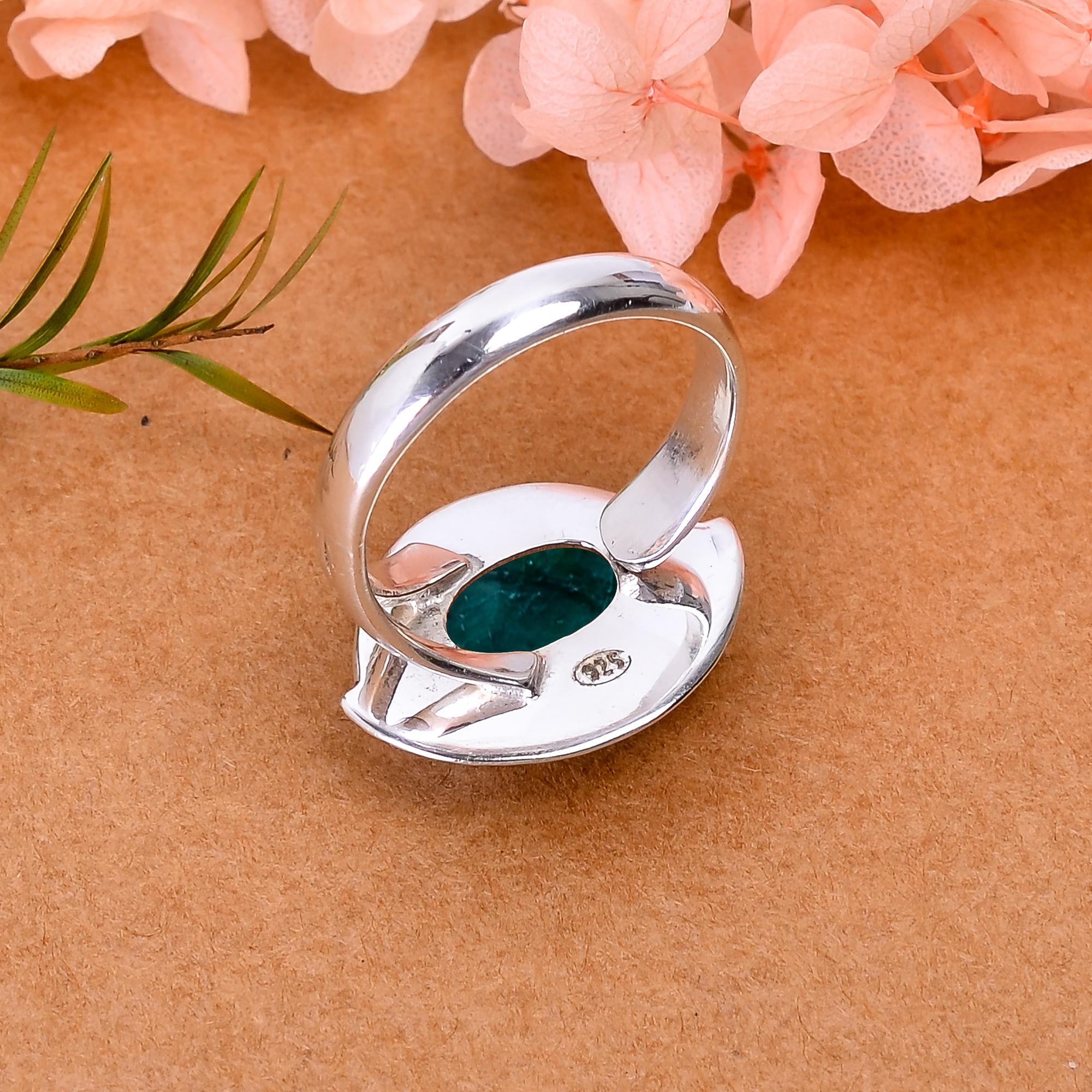 Emerlad - Dyed Quartz Designer Handmade 925 Sterling Silver Ring