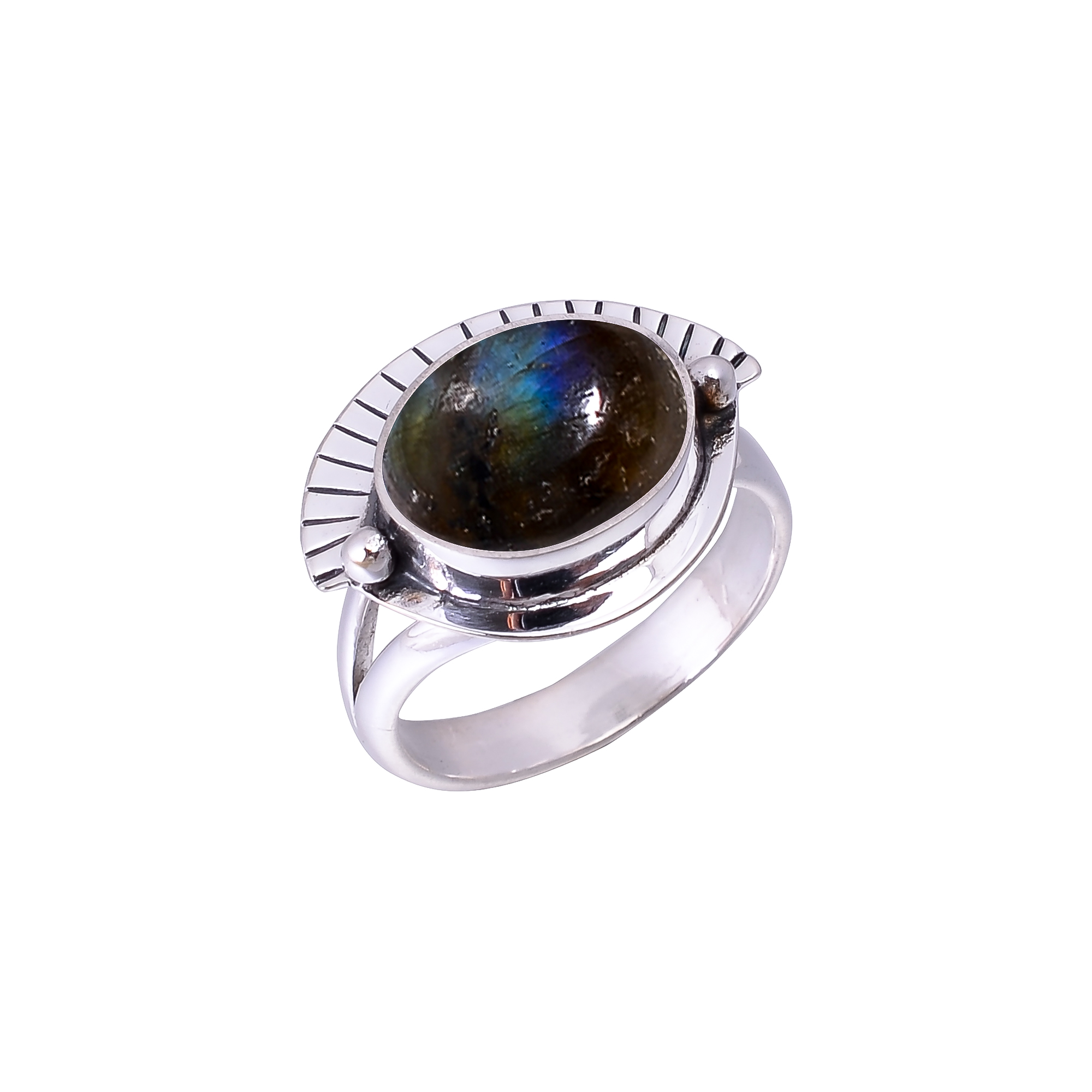 Labradorite - Madagascar Designer  Handmade Oxidised 925 Sterling Silver Ring