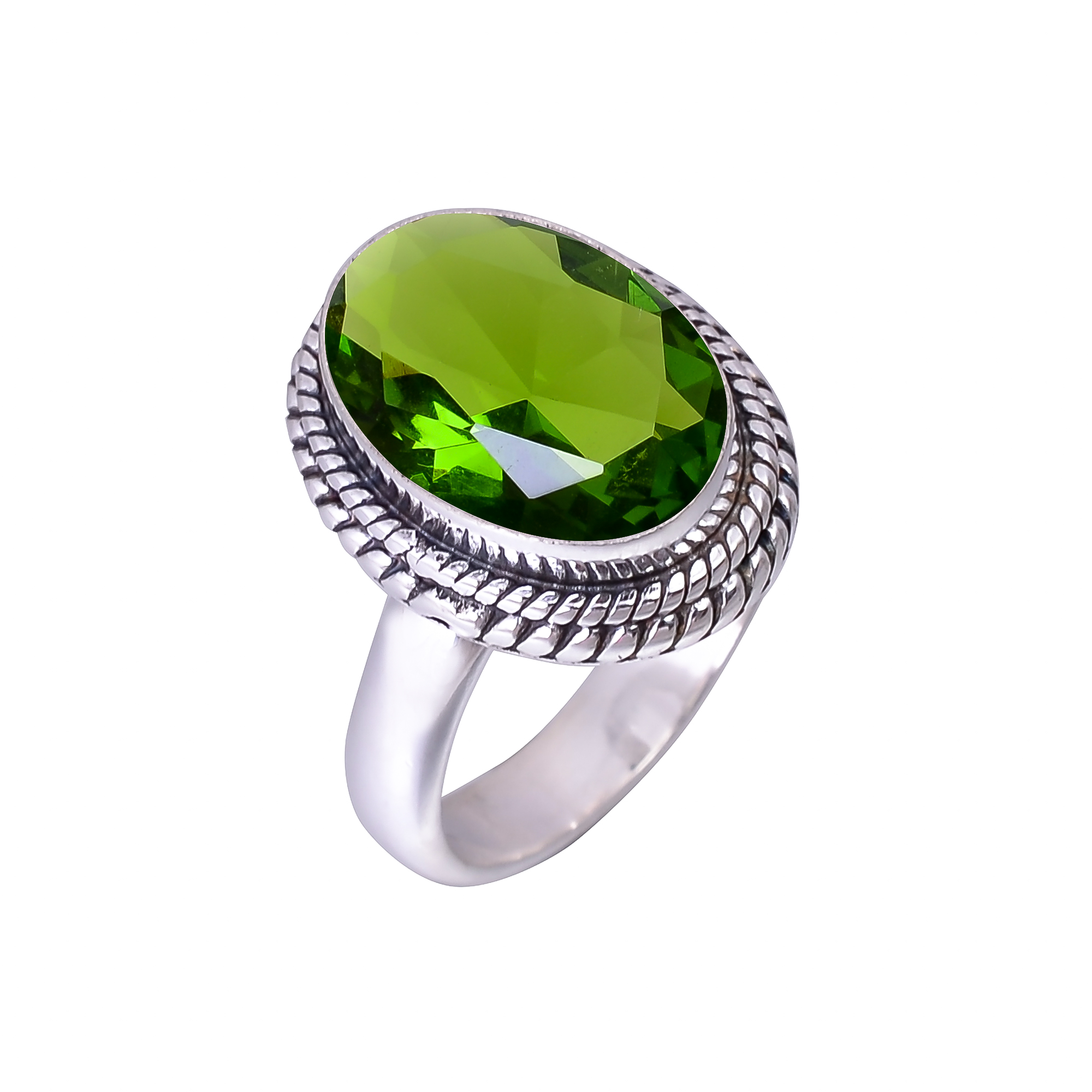 Green Tourmaline - Simulated 925 Sterling Silver Ring