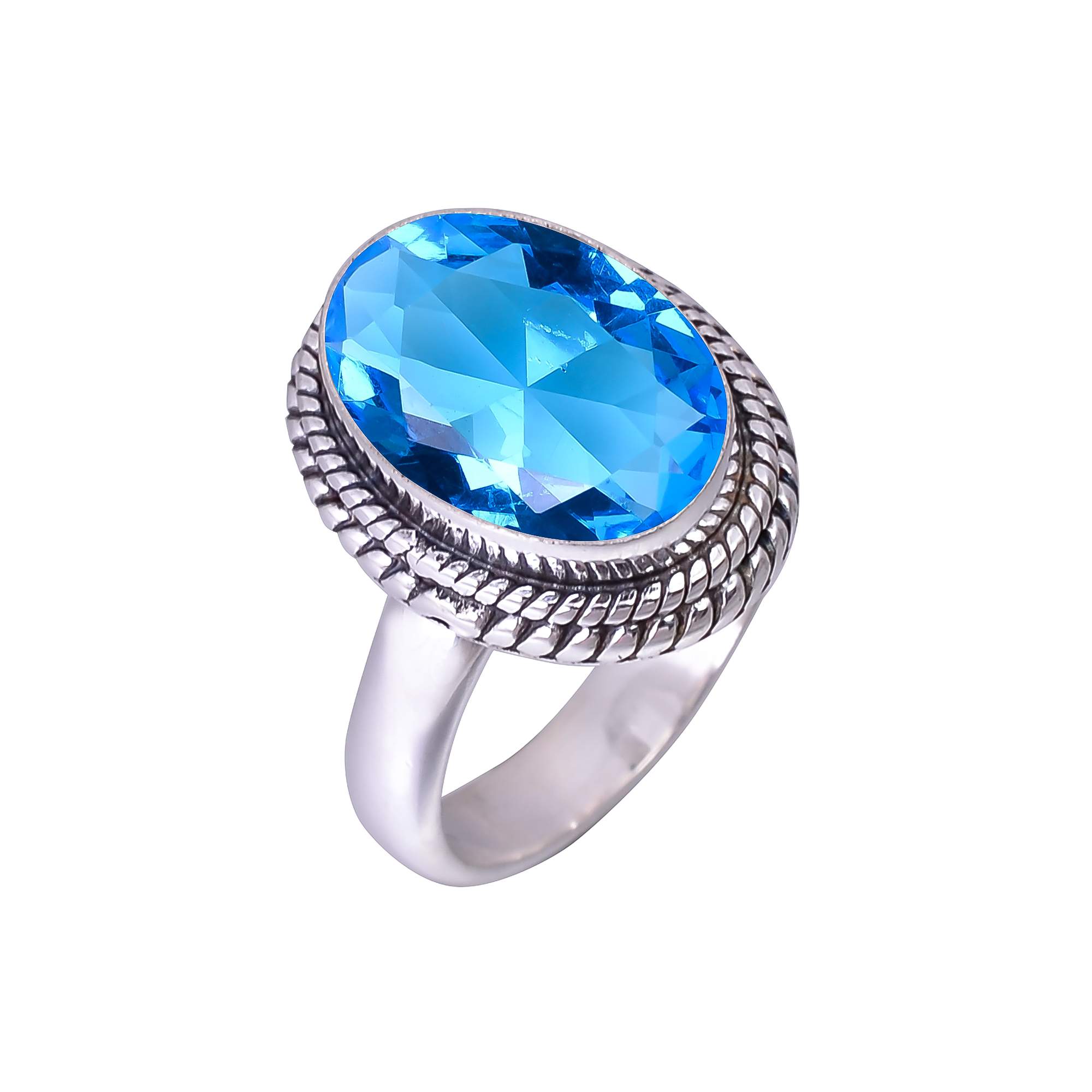 Blue Topaz - Simulated 925 Sterling Silver Ring