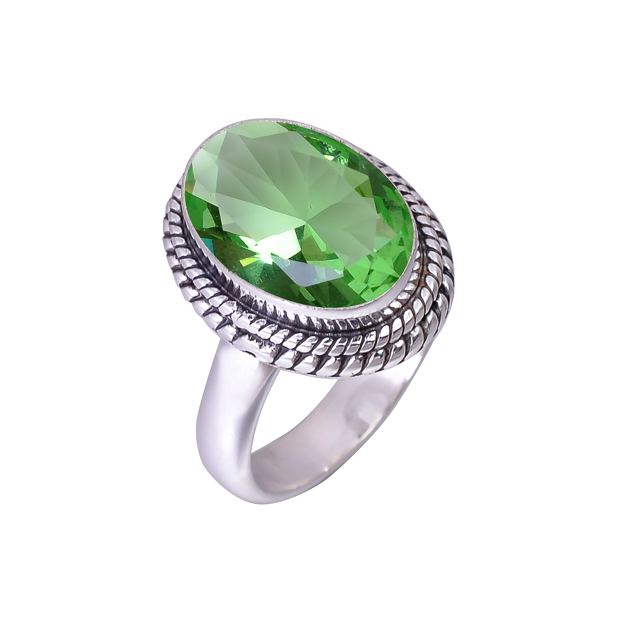 Green Amethyst - Simulated 925 Sterling Silver Ring
