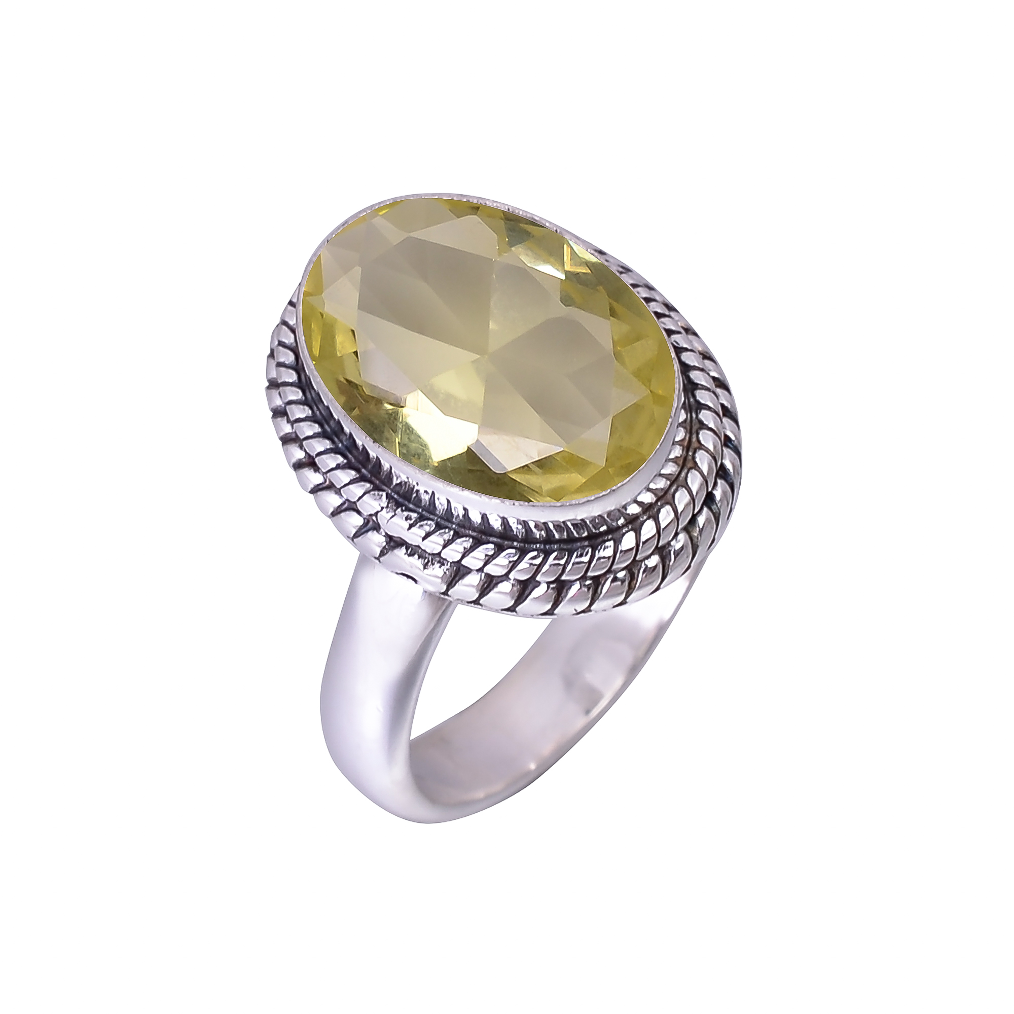 Lemon Quartz - Simulated 925 Sterling Silver Ring