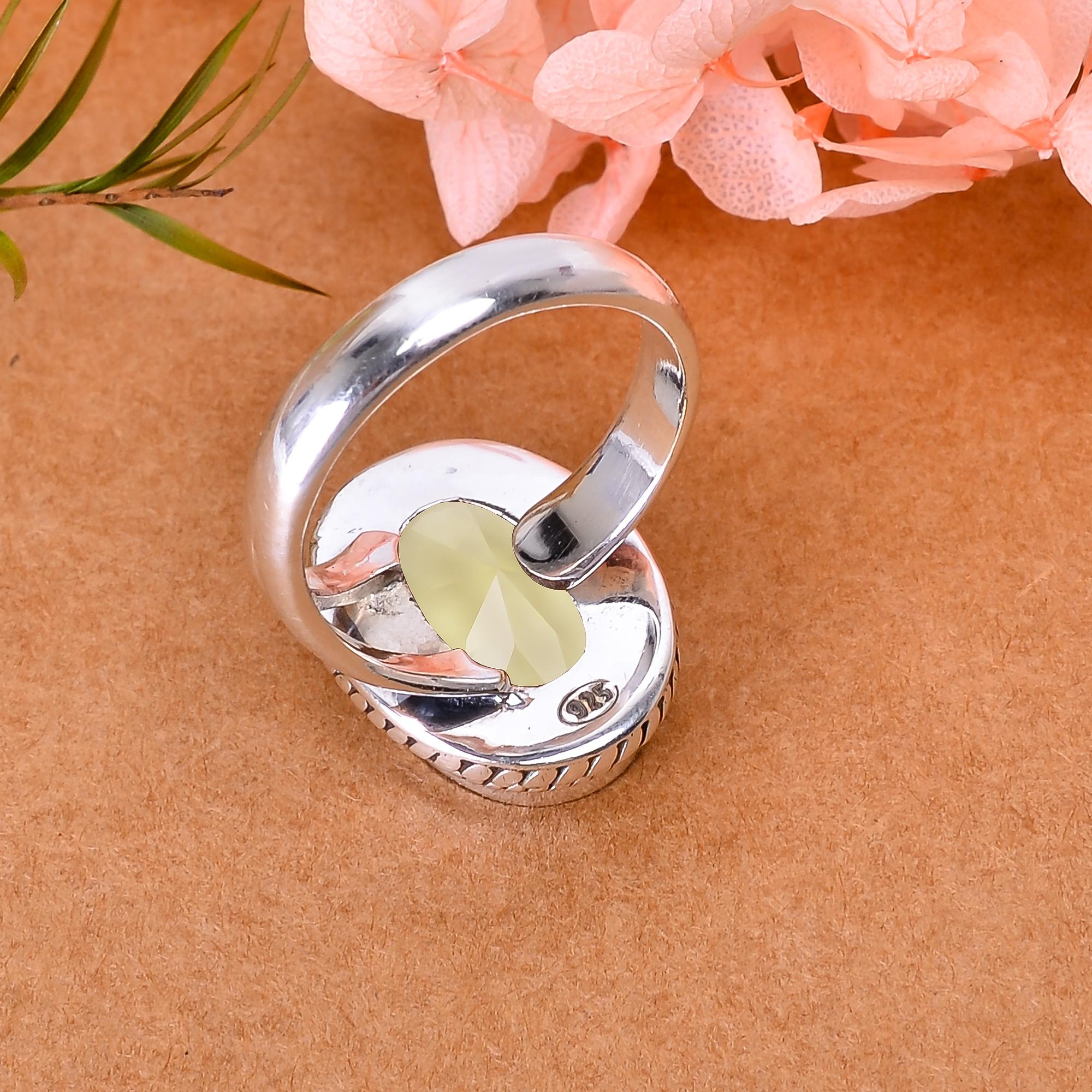 Lemon Quartz - Simulated 925 Sterling Silver Ring