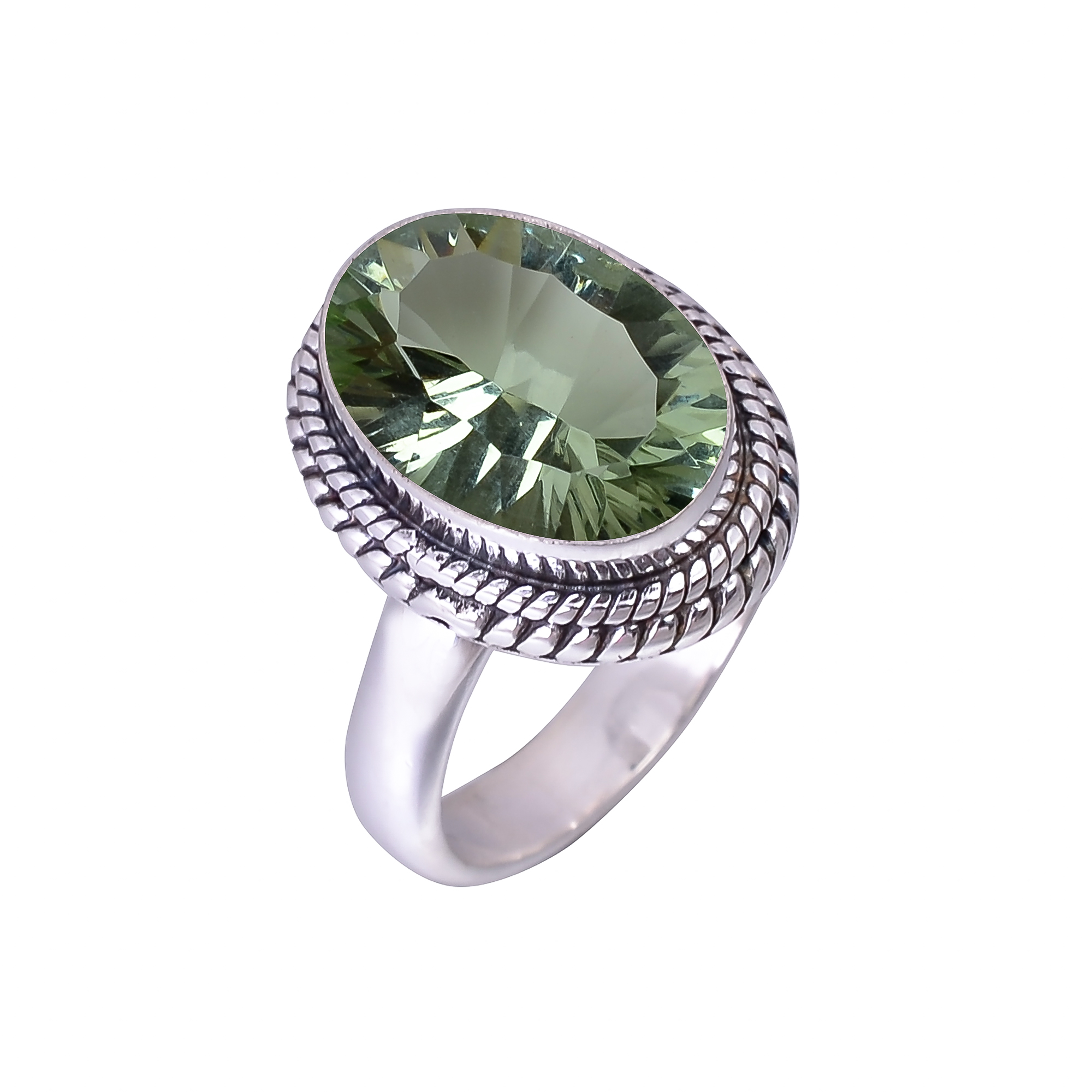 Green Amethyst - Simulated 925 Sterling Silver Ring