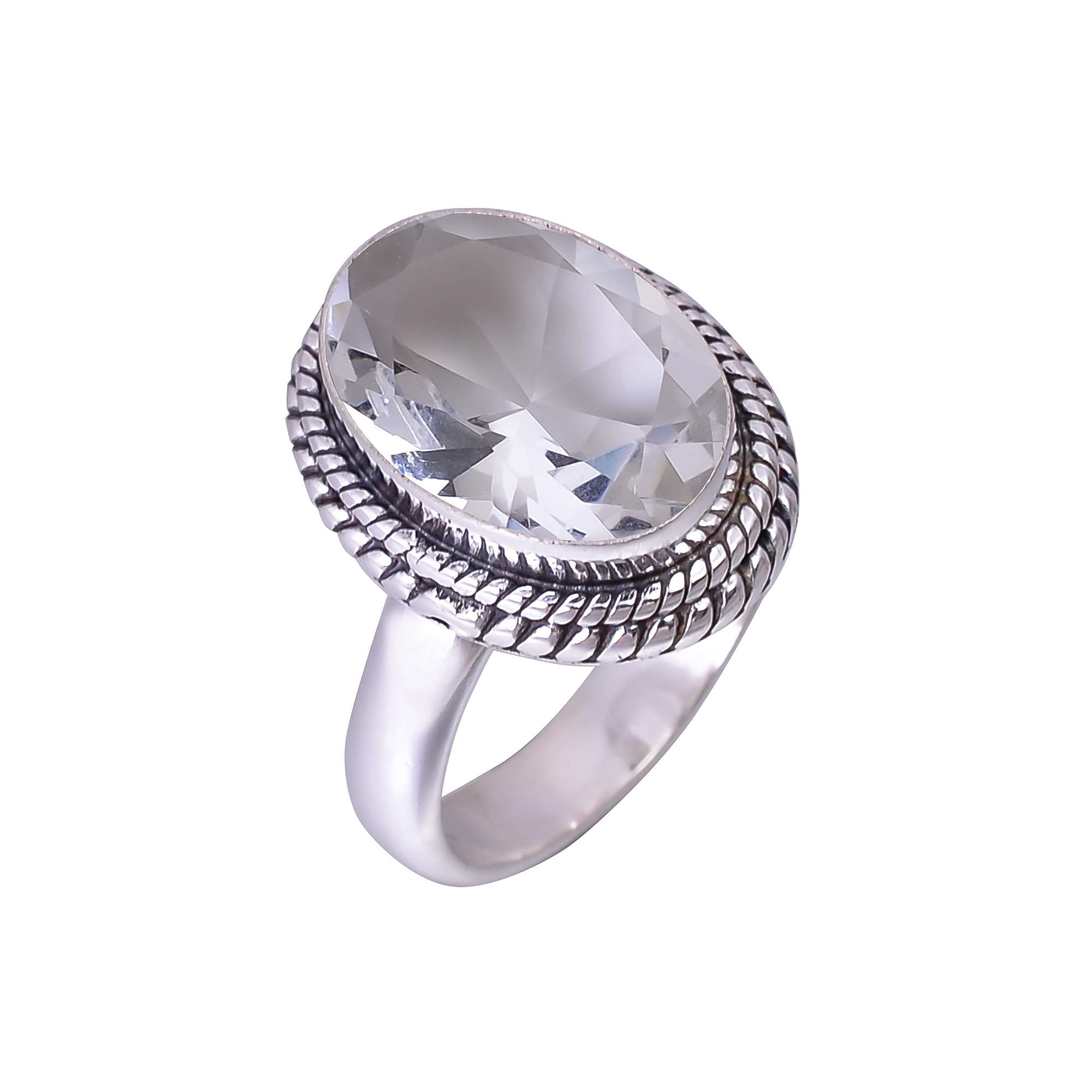 White Topaz - Simulated 925 Sterling Silver Ring