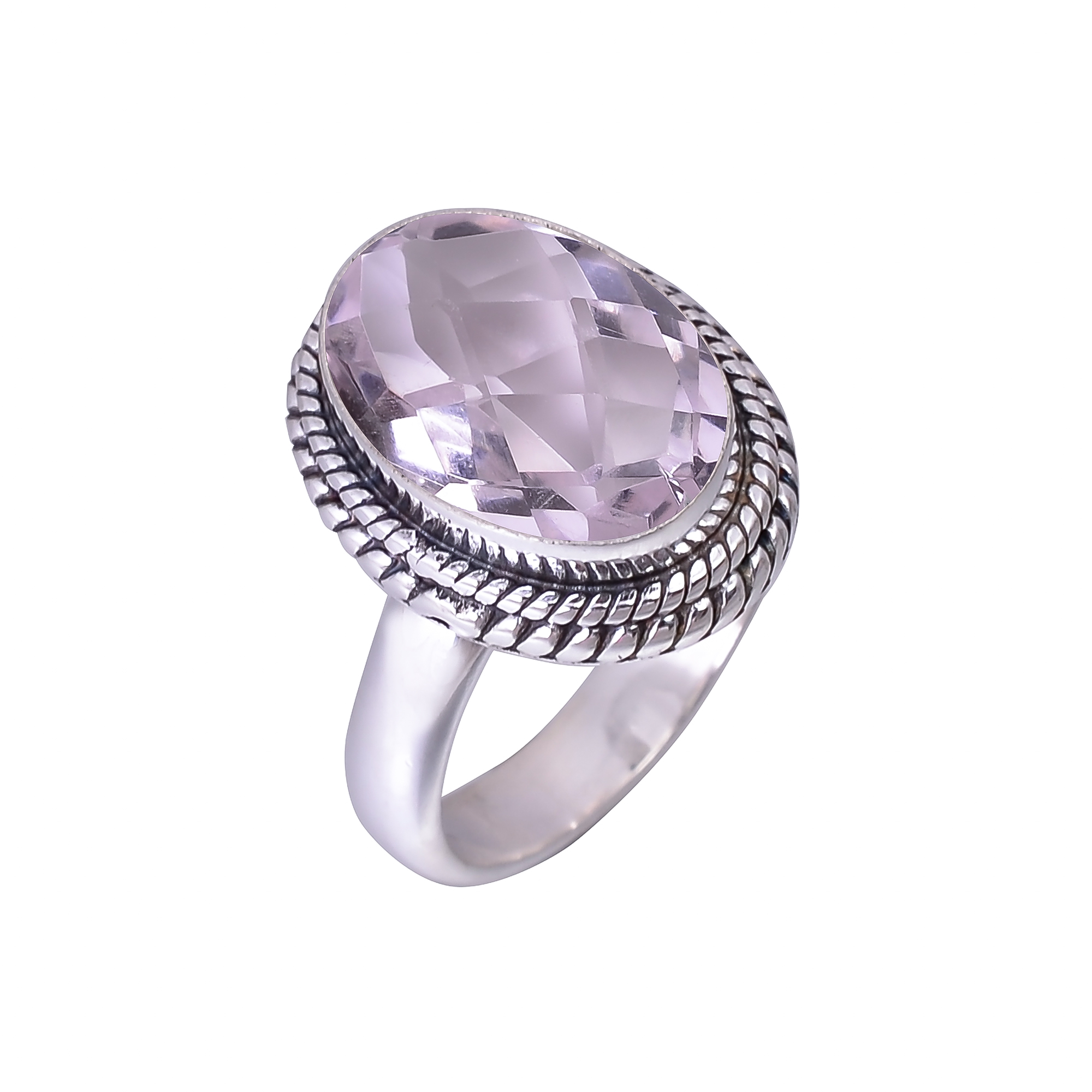 Pink Kunzite - Simulated 925 Sterling Silver Ring