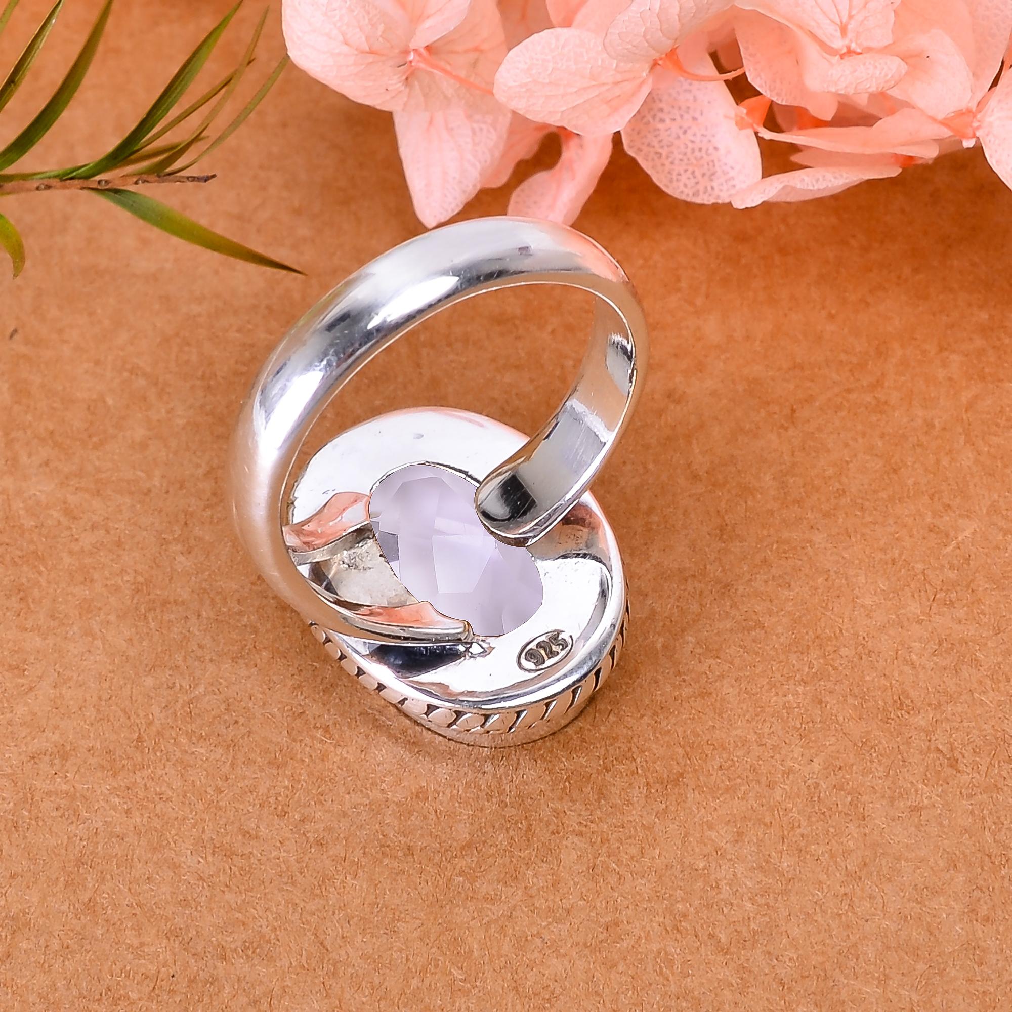Pink Kunzite - Simulated 925 Sterling Silver Ring