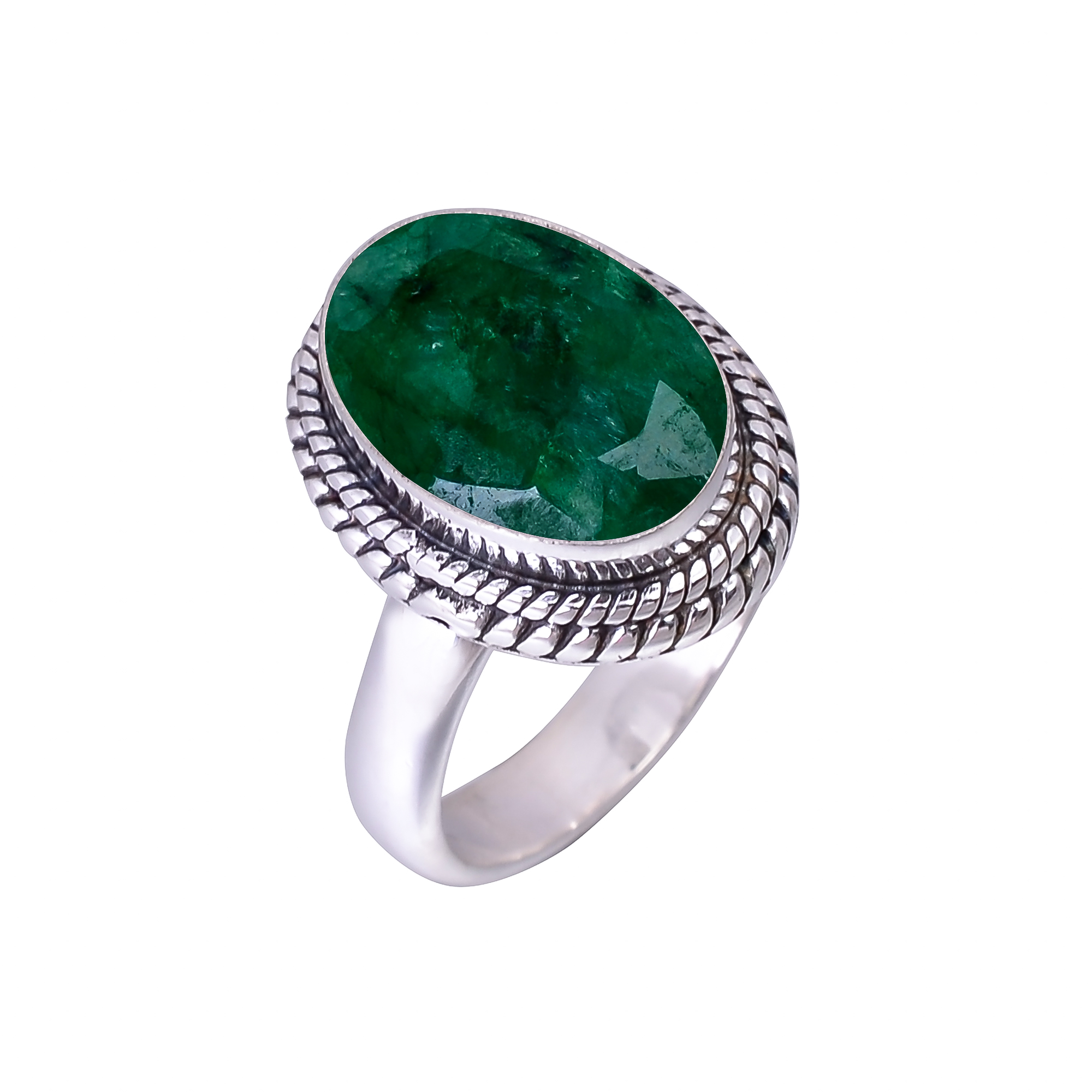 Emerlad - Dyed Quartz 925 Sterling Silver Ring