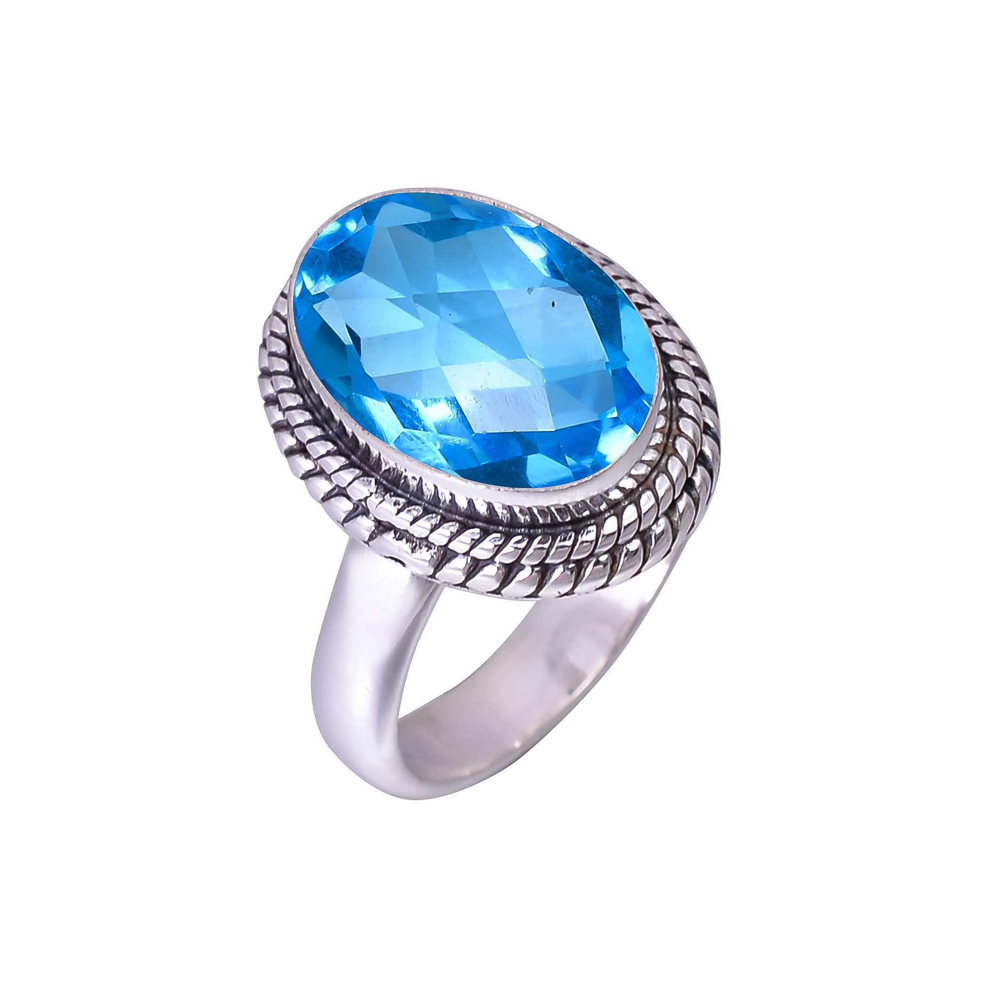 Blue Topaz - Simulated 925 Sterling Silver Ring