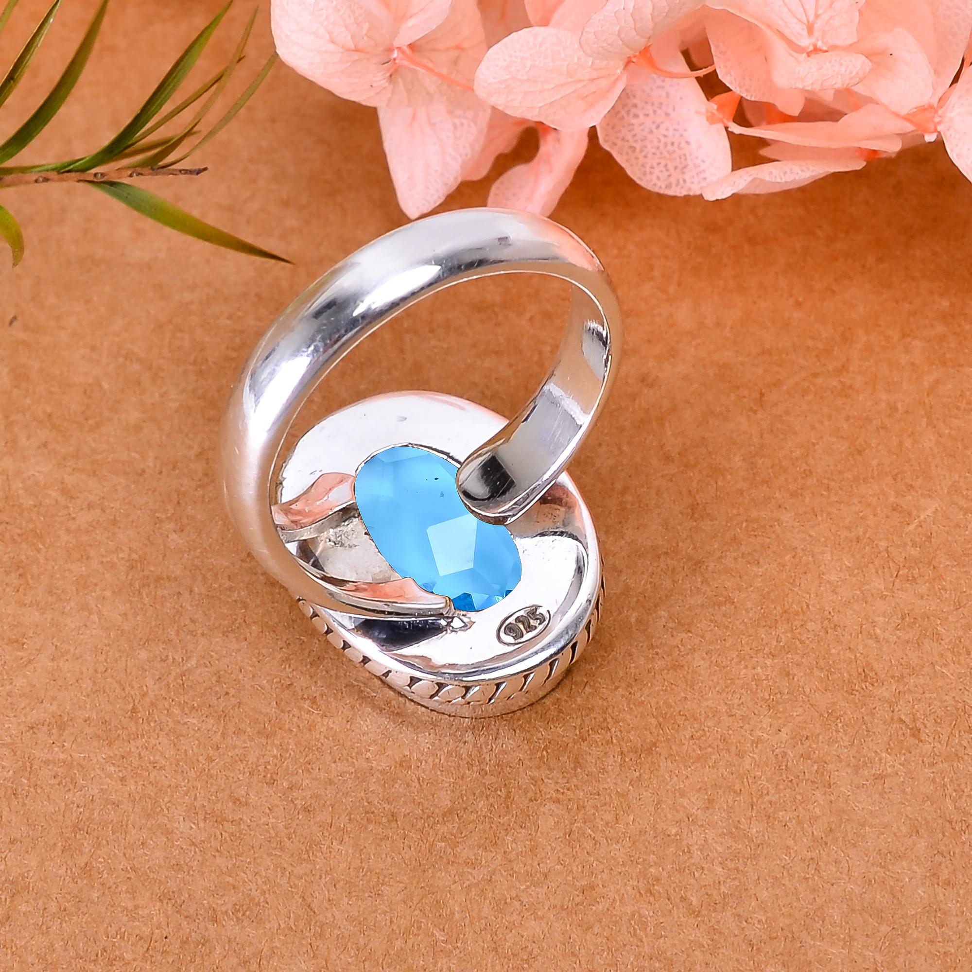 Blue Topaz - Simulated 925 Sterling Silver Ring