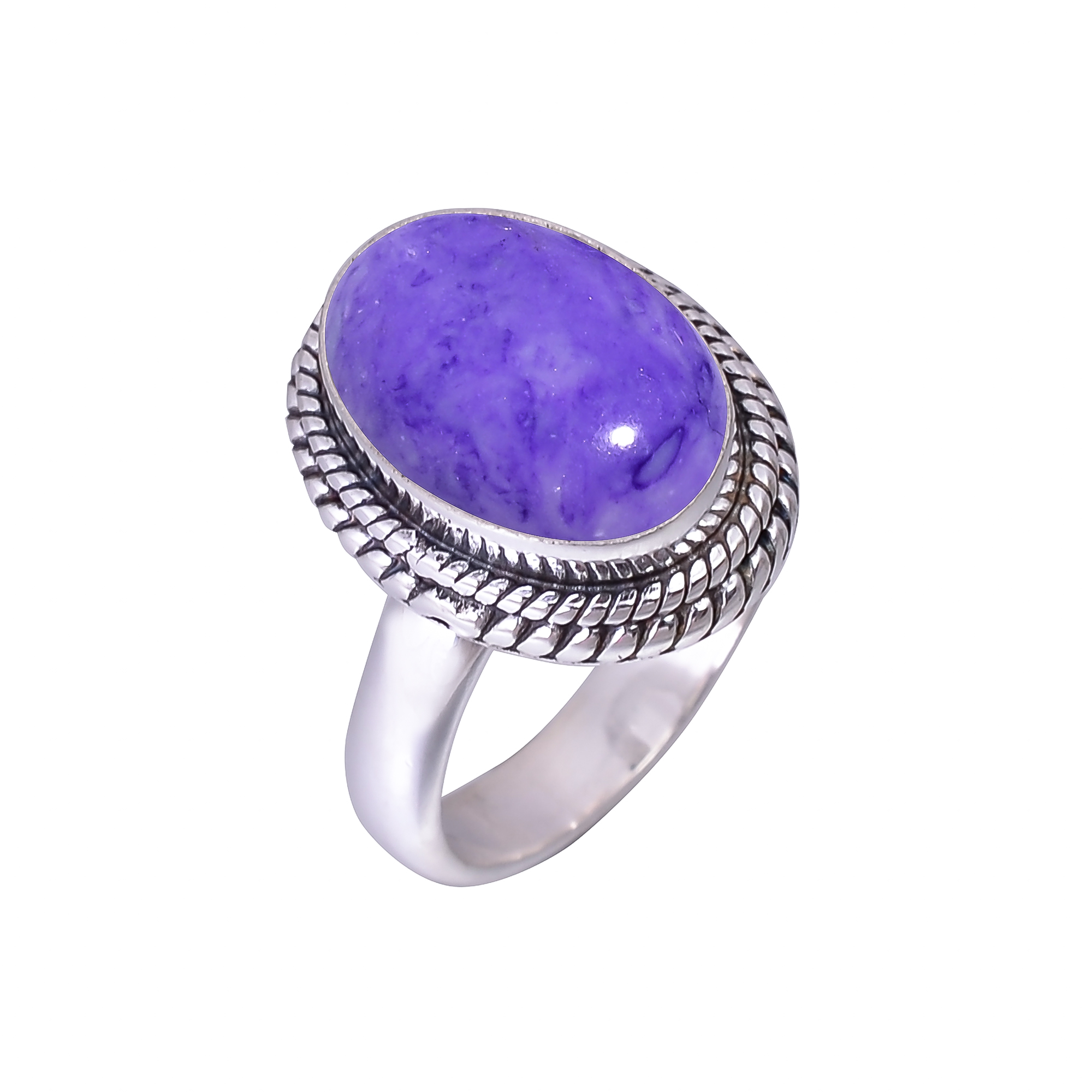 Purple Charoite - Simulated 925 Sterling Silver Ring