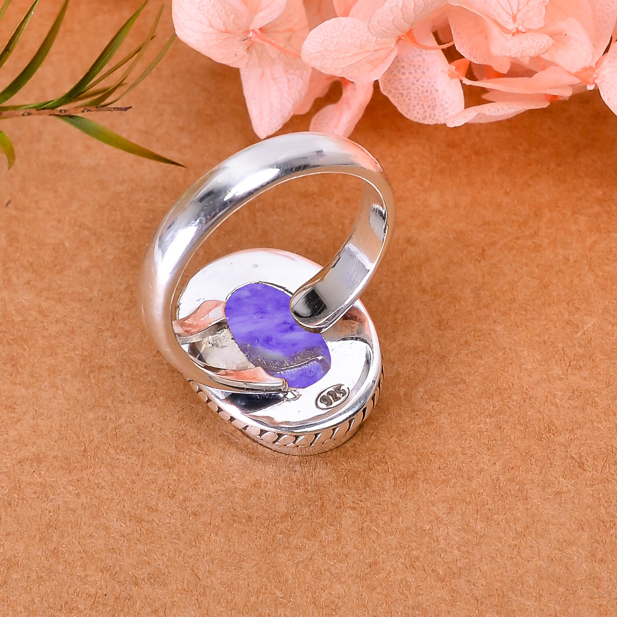 Purple Charoite - Simulated 925 Sterling Silver Ring