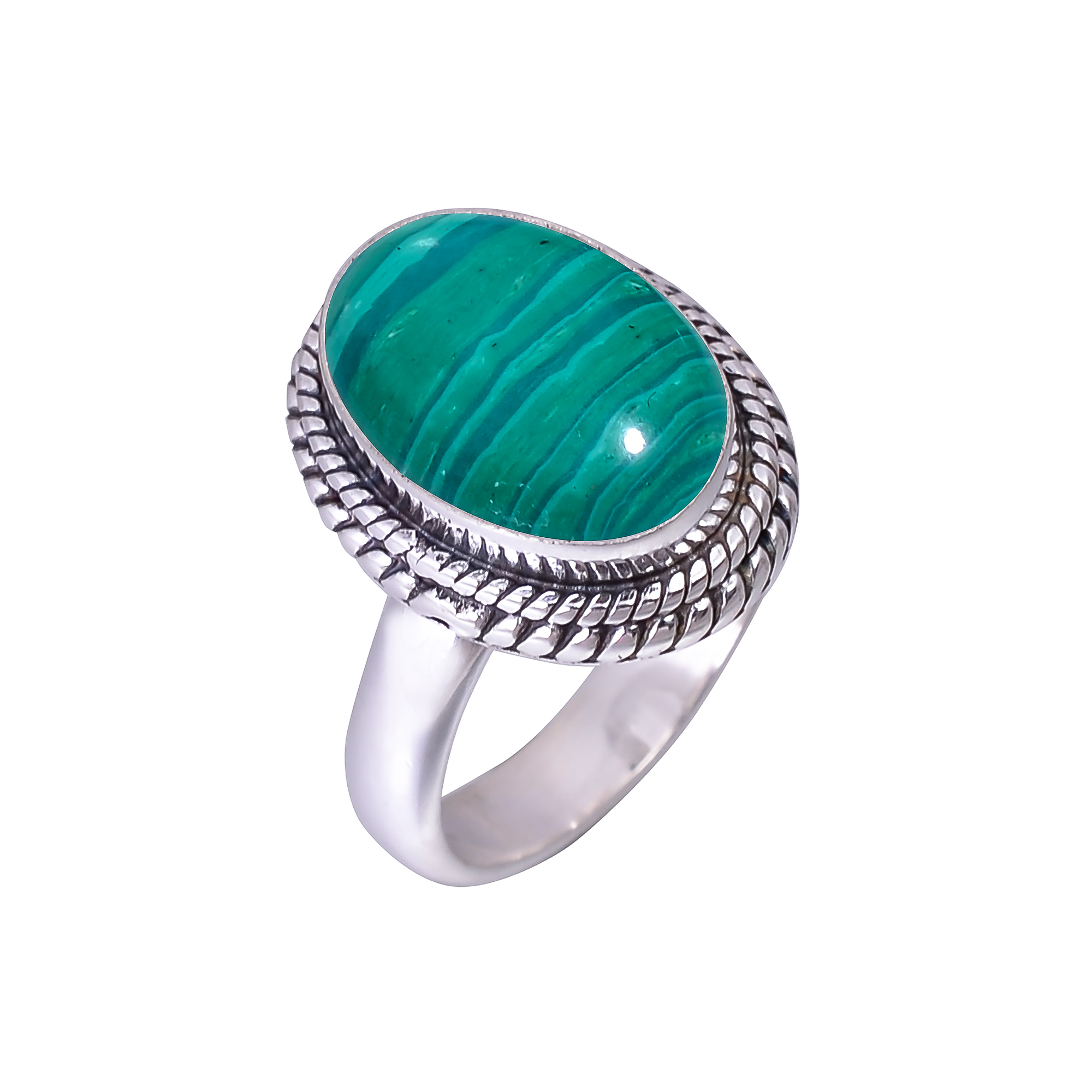 Malachite - Simulated 925 Sterling Silver Ring