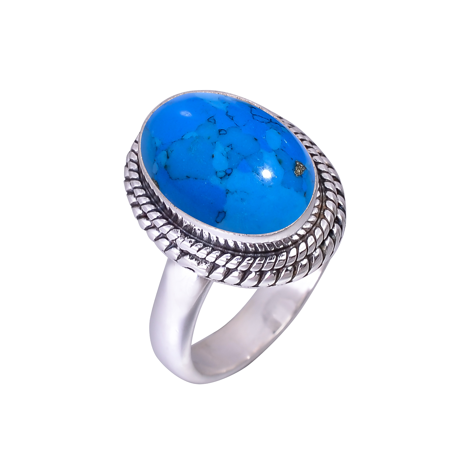 Blue Turquoise - Simulated 925 Sterling Silver Ring