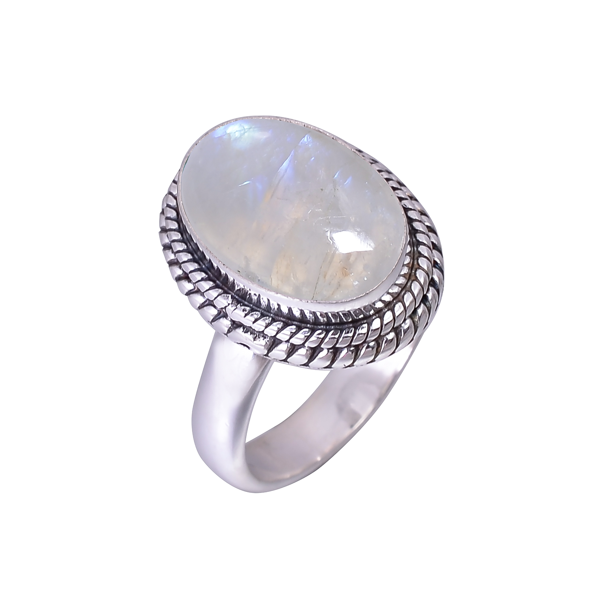 Rainbow Moonstone - India 925 Sterling Silver Ring