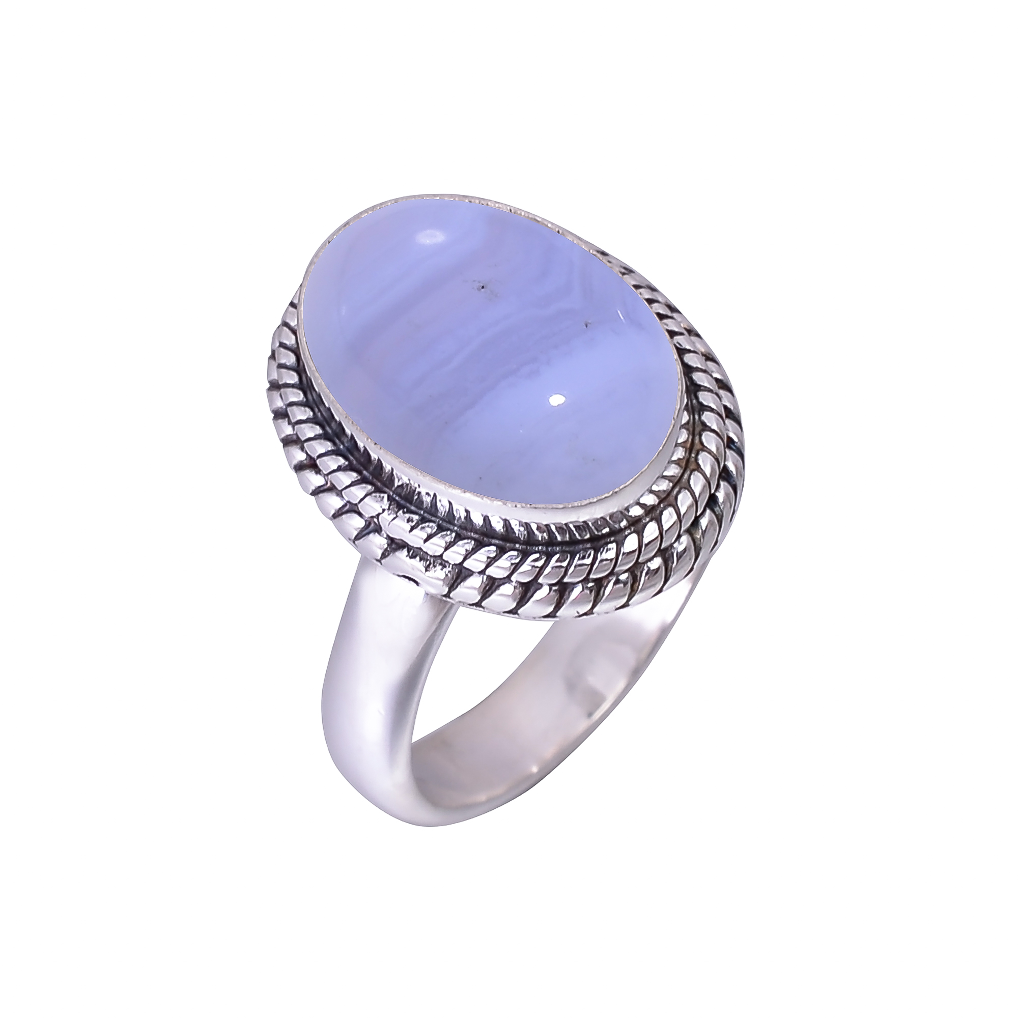 Blue Lace Agate - Namibia 925 Sterling Silver Ring
