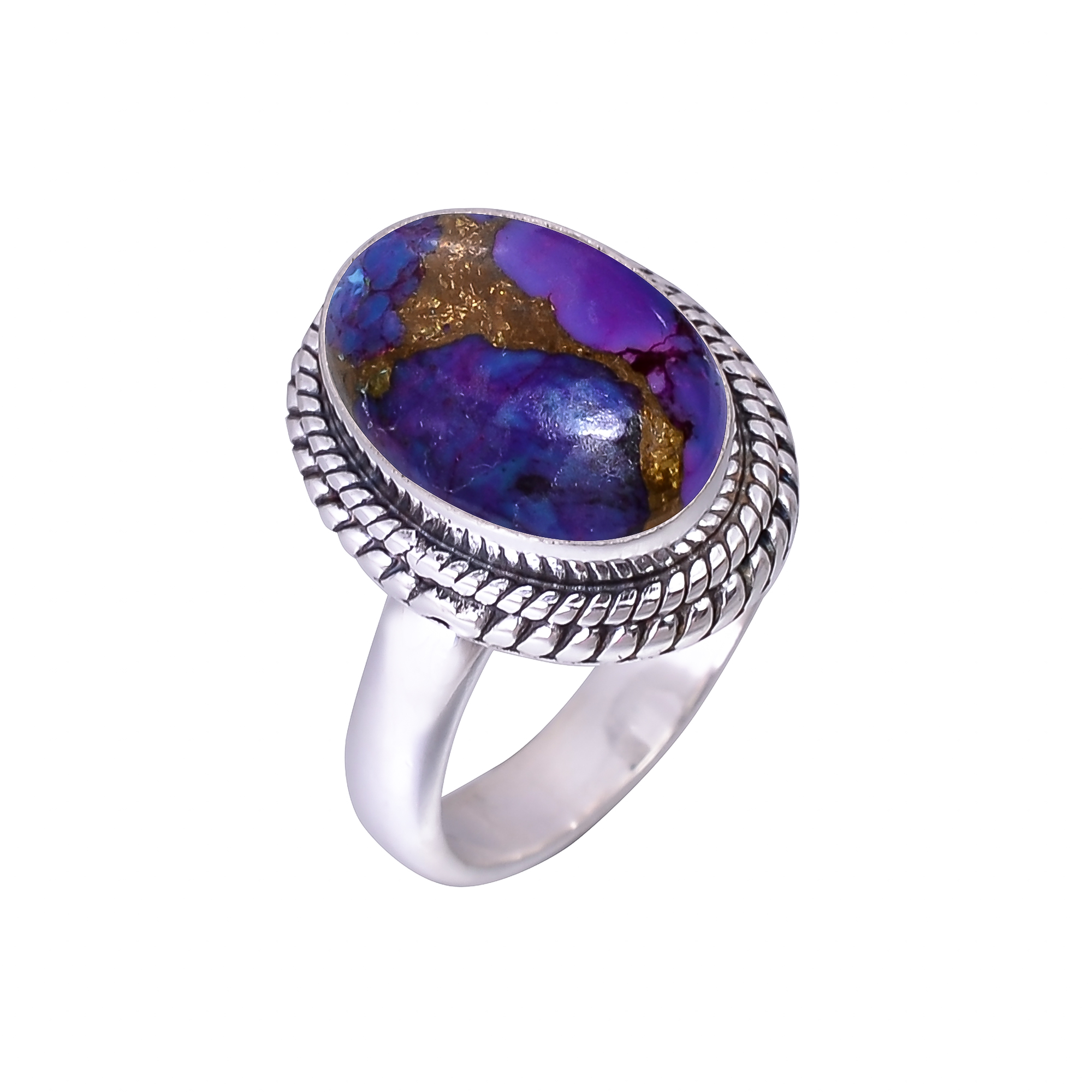 Copper Purple Turquoise 925 Sterling Silver Ring