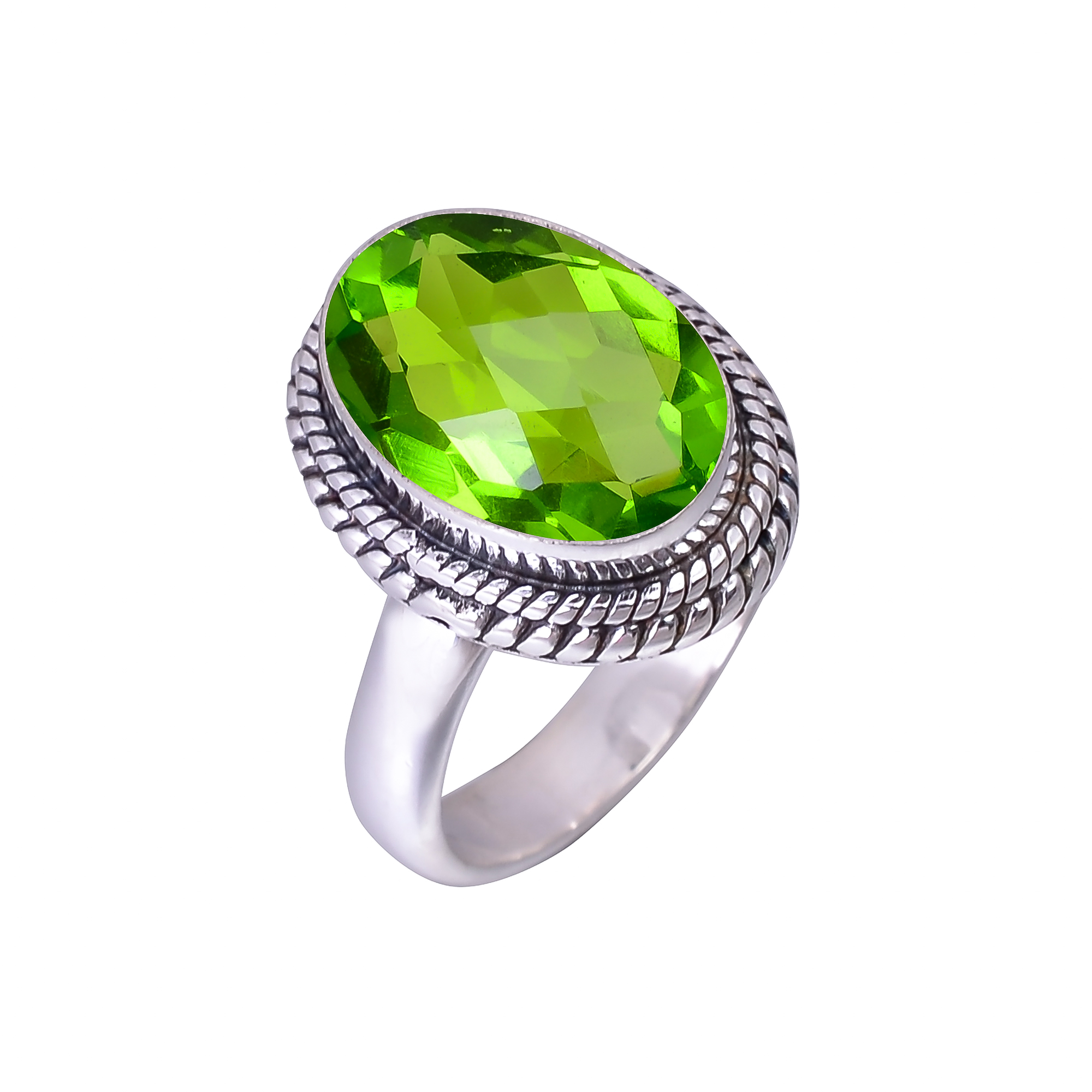 Peridot - Simulated 925 Sterling Silver Ring