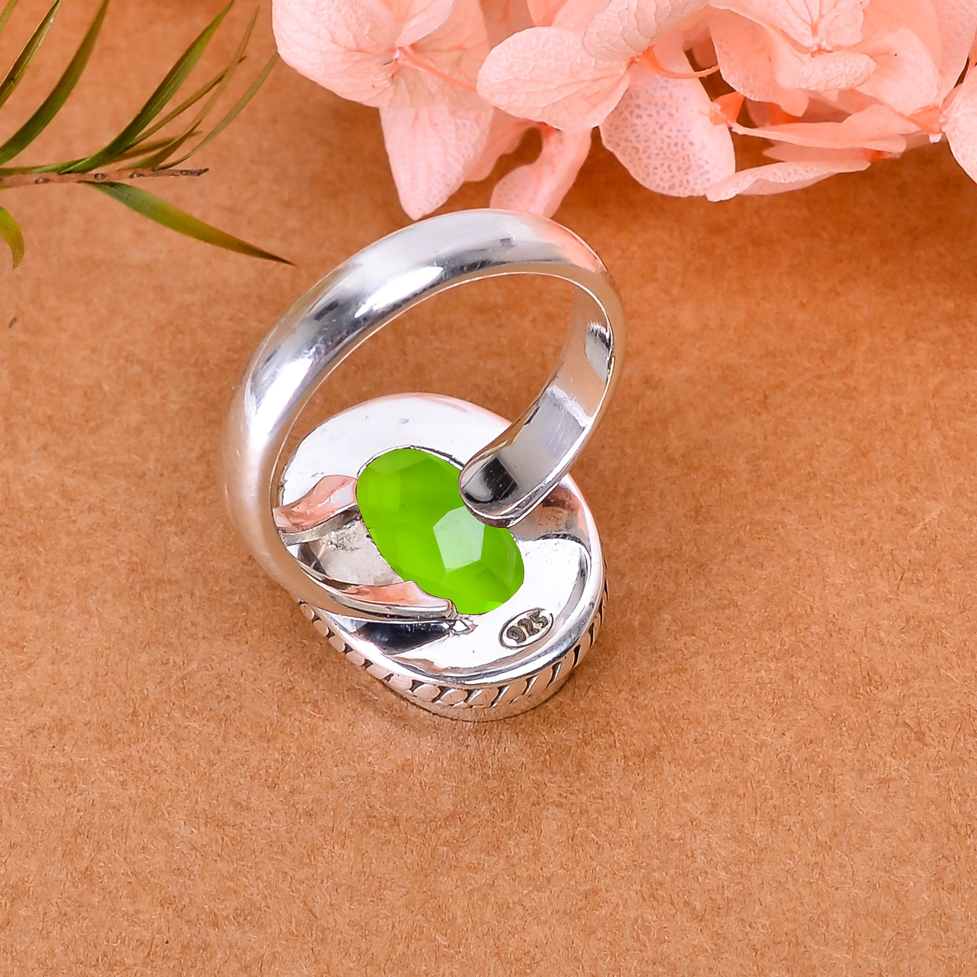 Peridot - Simulated 925 Sterling Silver Ring
