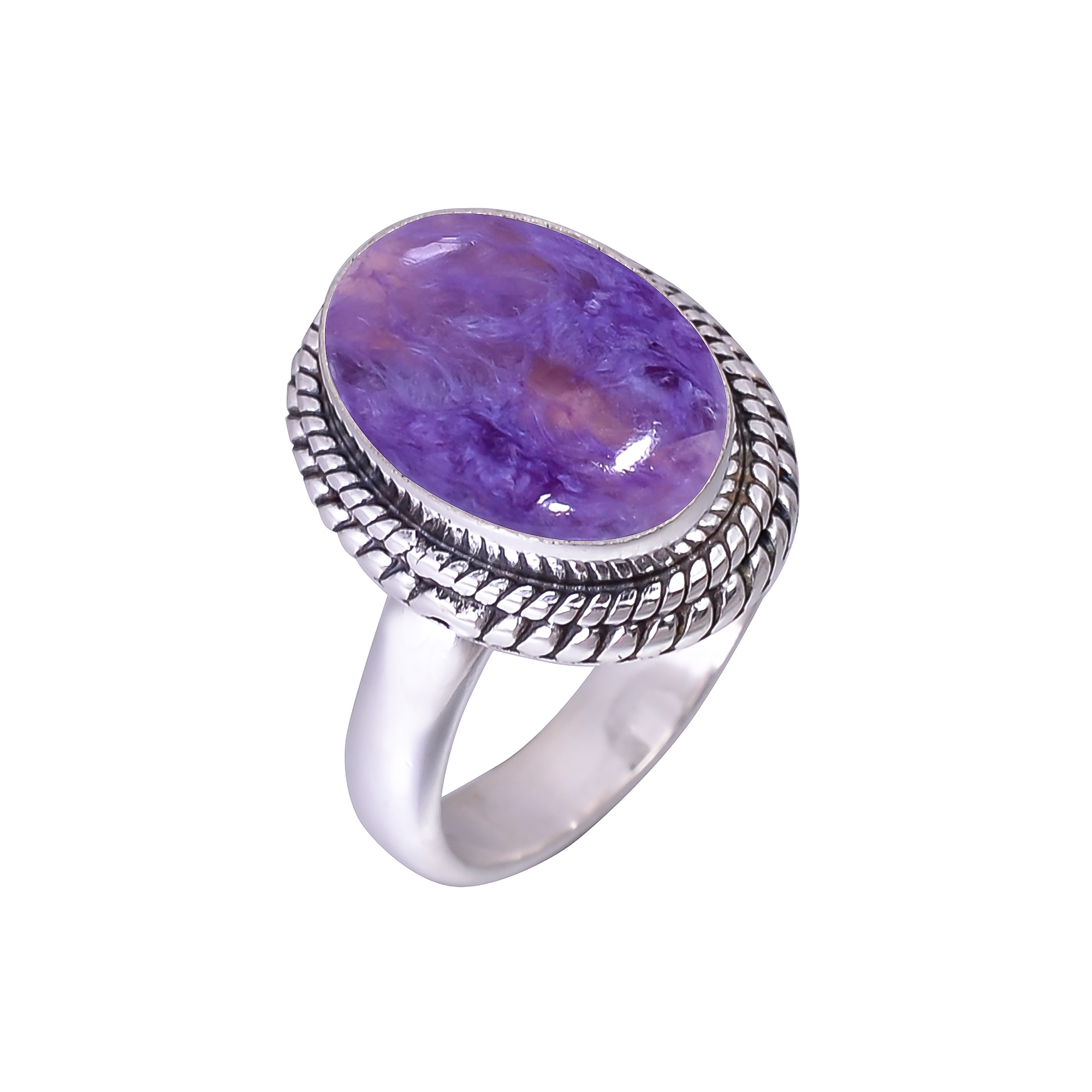 Purple Charoite - Siberia 925 Sterling Silver Ring