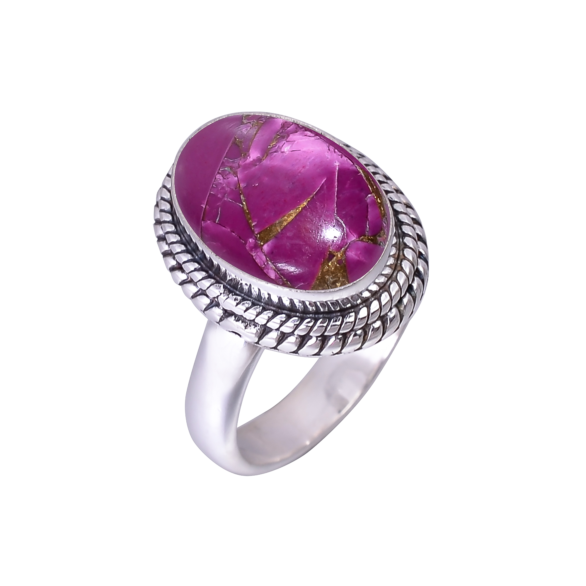 Copper Purple Turquoise 925 Sterling Silver Ring