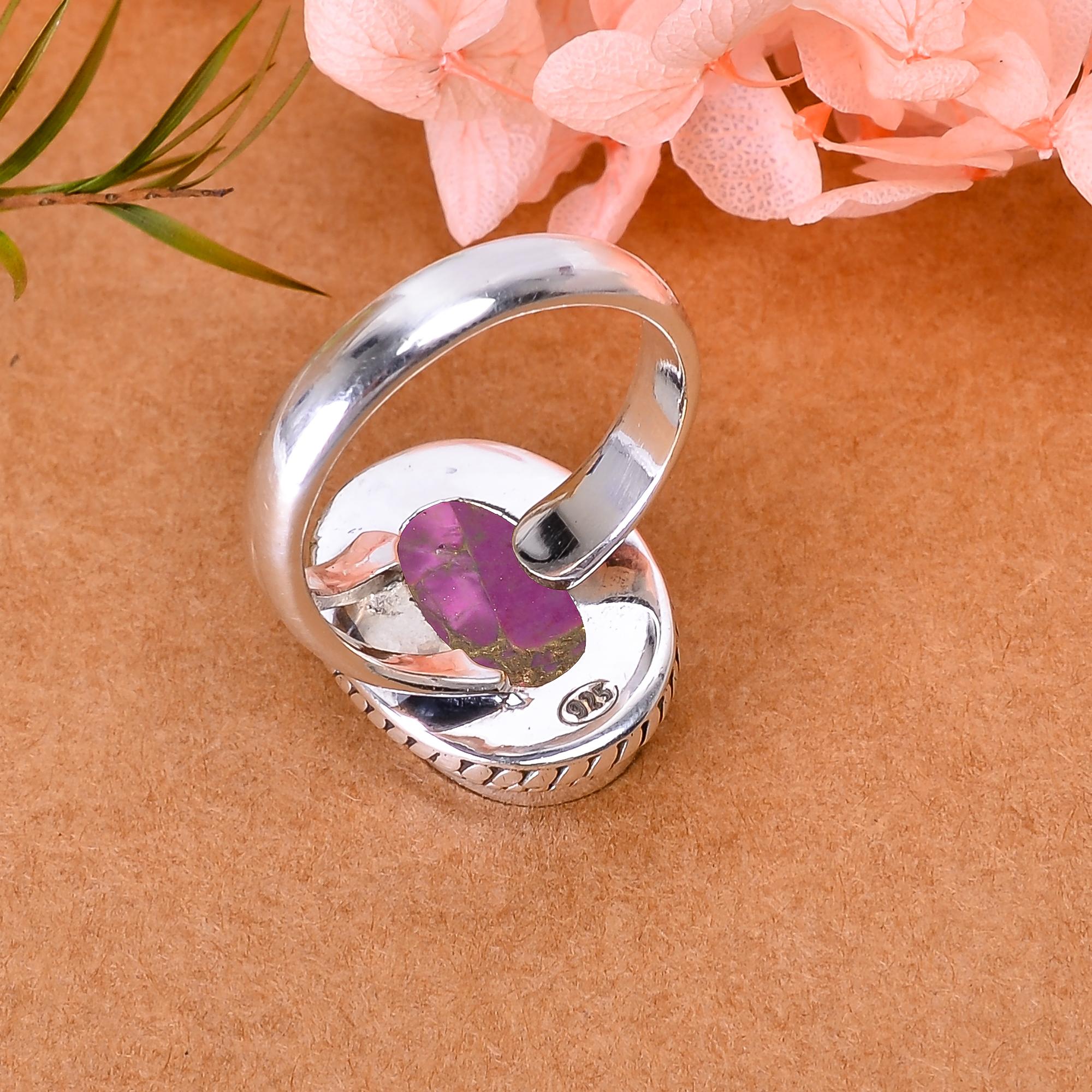 Copper Purple Turquoise 925 Sterling Silver Ring