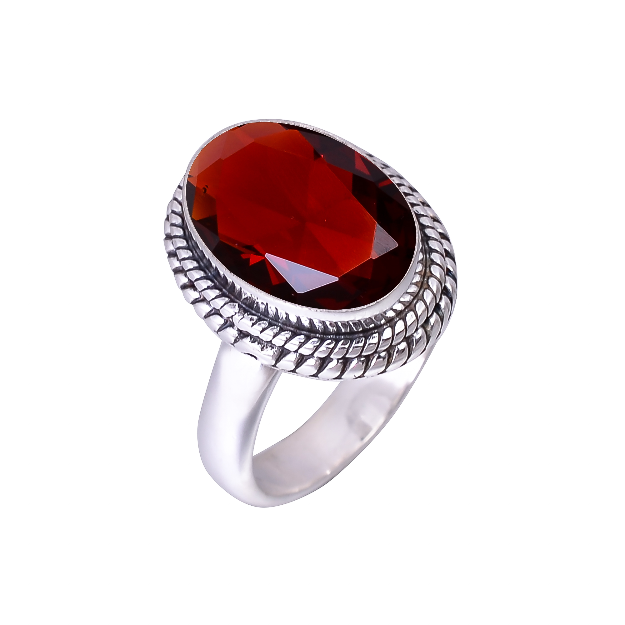 Red Garnet - Simulated 925 Sterling Silver Ring