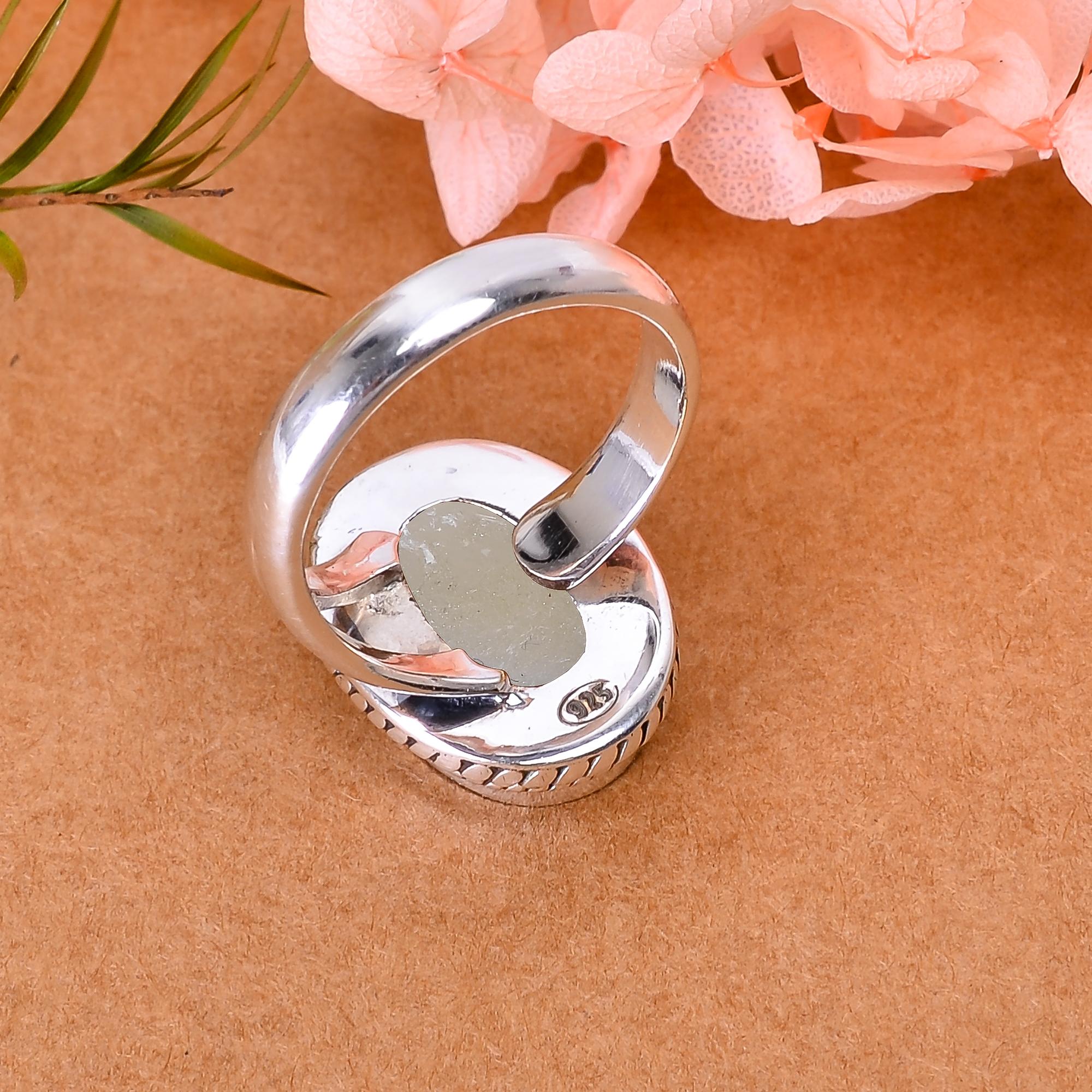 Silver Titanium Agate Drusy 925 Sterling Silver Ring