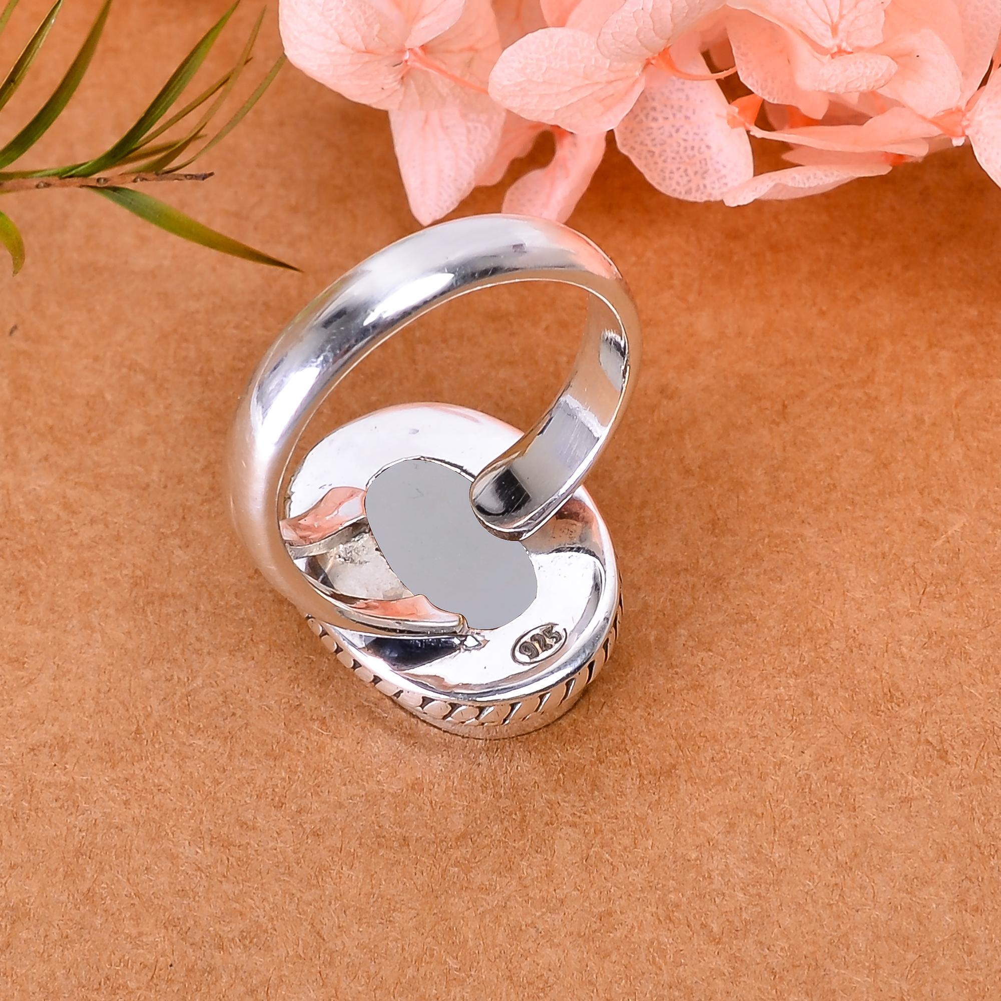 Snow White Titanium Agate Drusy 925 Sterling Silver Ring