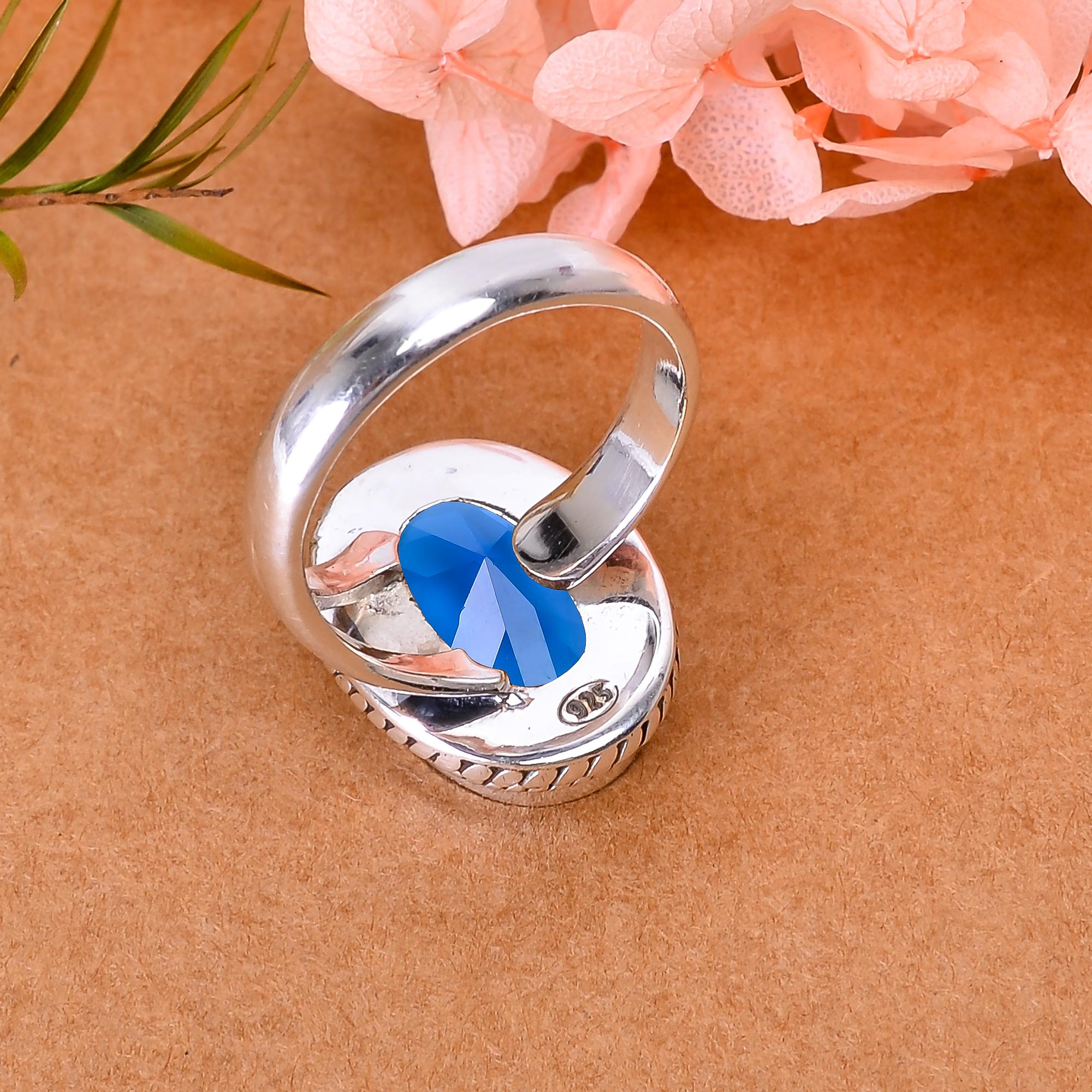 Blue Sapphire - Simulated 925 Sterling Silver Ring