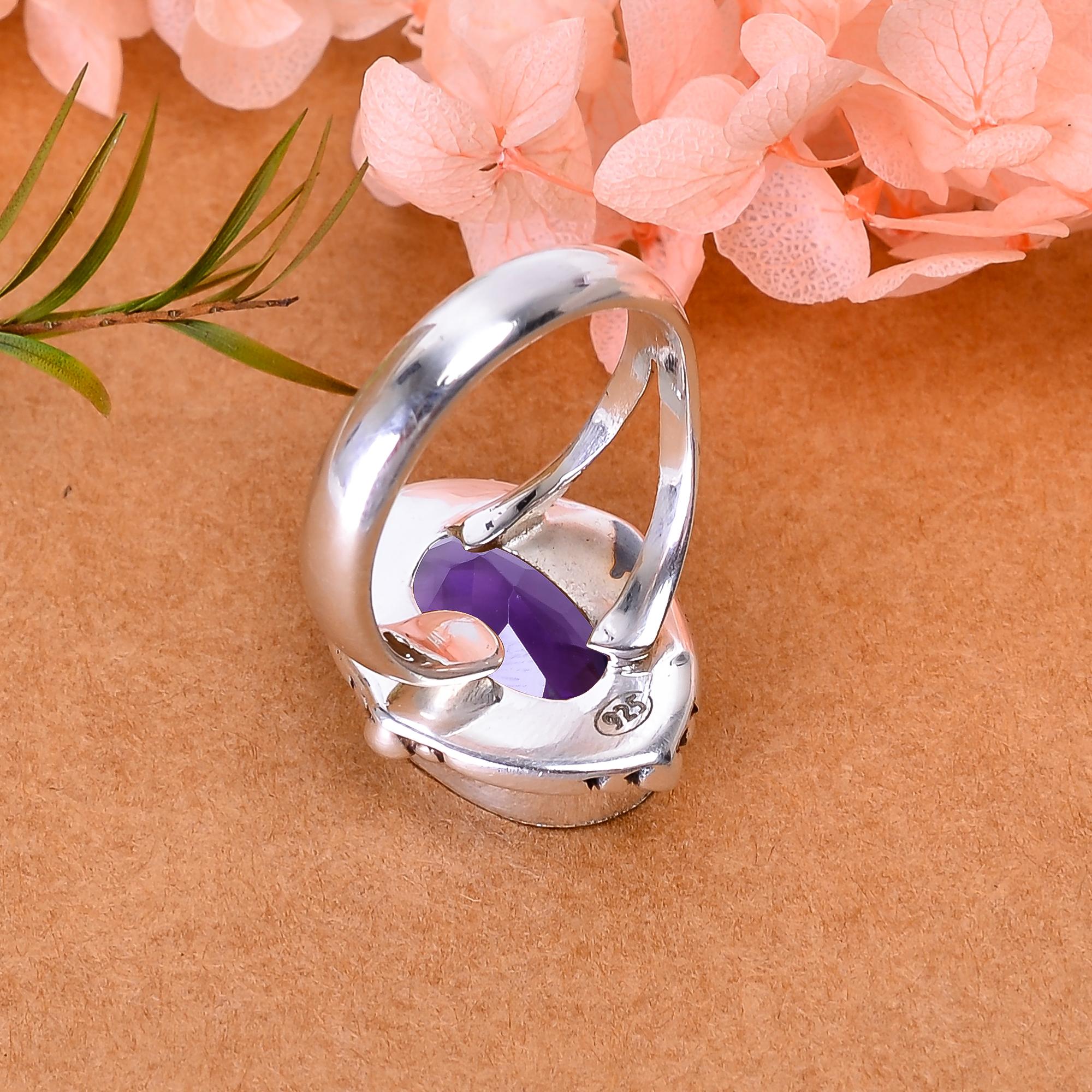 Purple Amethyst - Simulated 925 Sterling Silver Ring