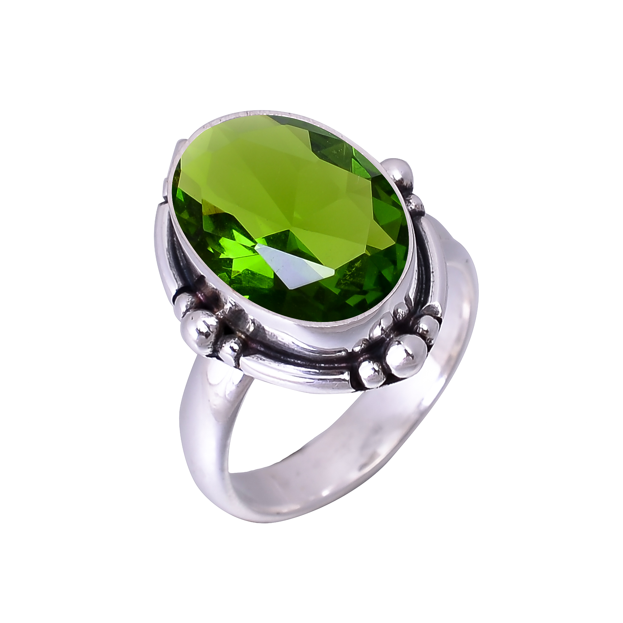 Green Tourmaline - Simulated 925 Sterling Silver Ring
