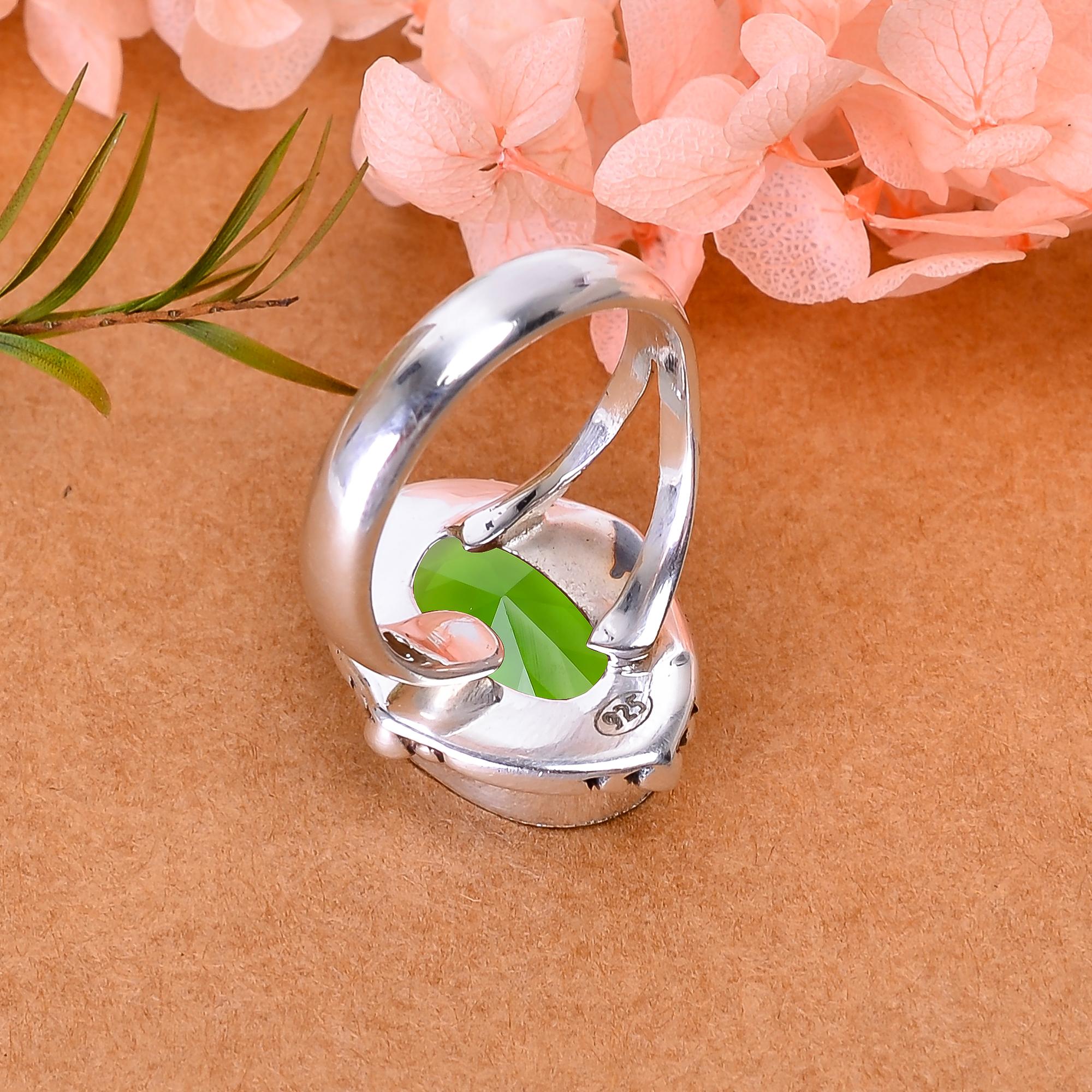 Green Tourmaline - Simulated 925 Sterling Silver Ring