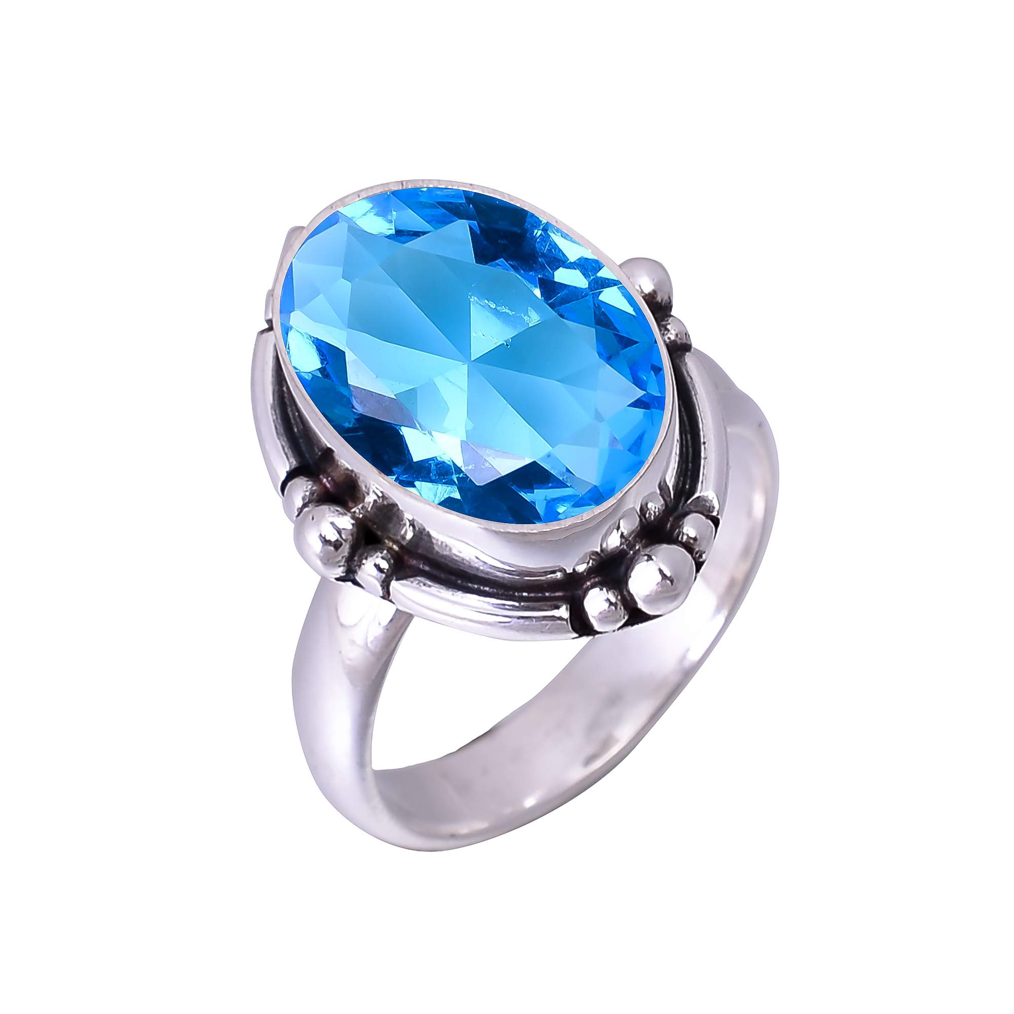 Blue Topaz - Simulated 925 Sterling Silver Ring