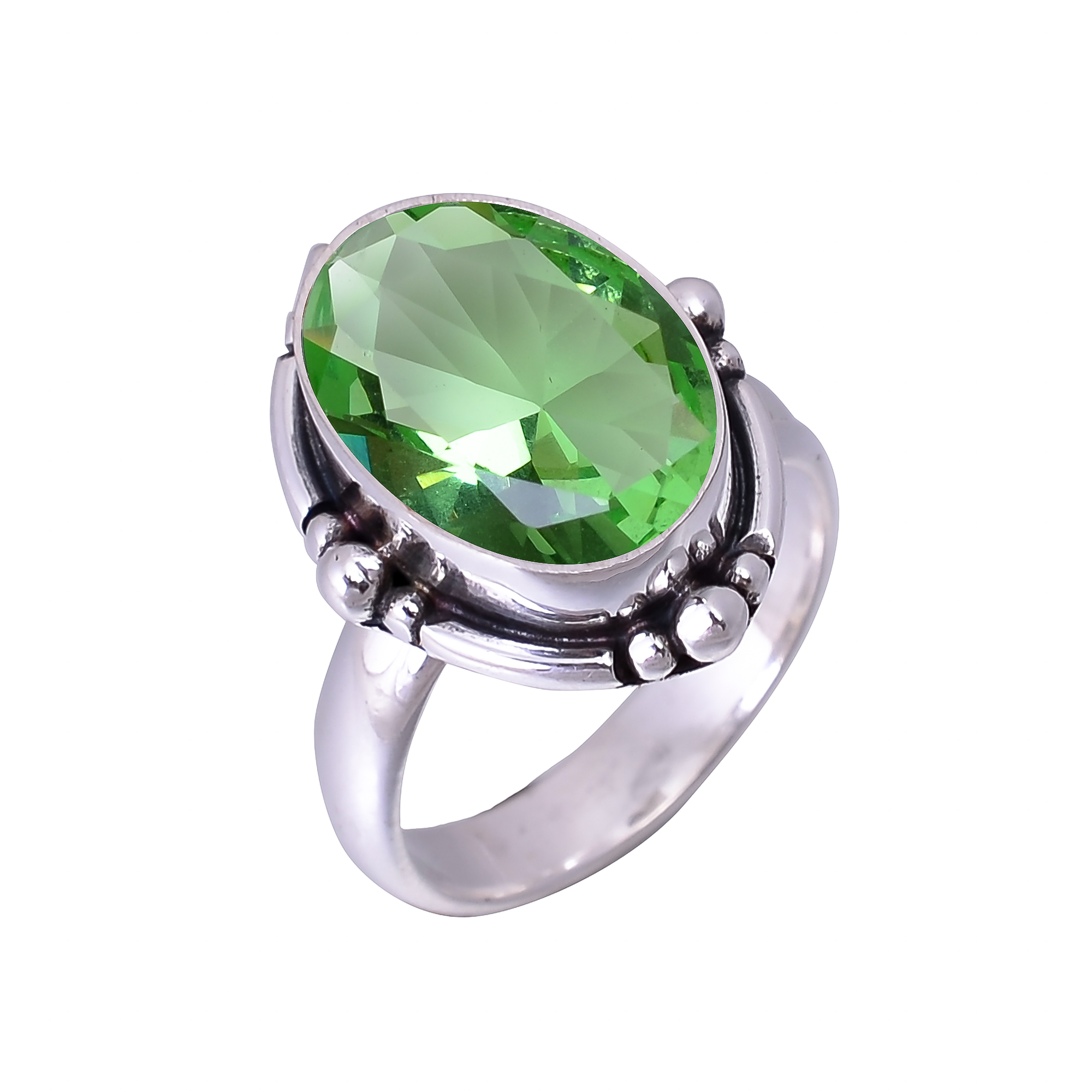 Green Amethyst - Simulated 925 Sterling Silver Ring