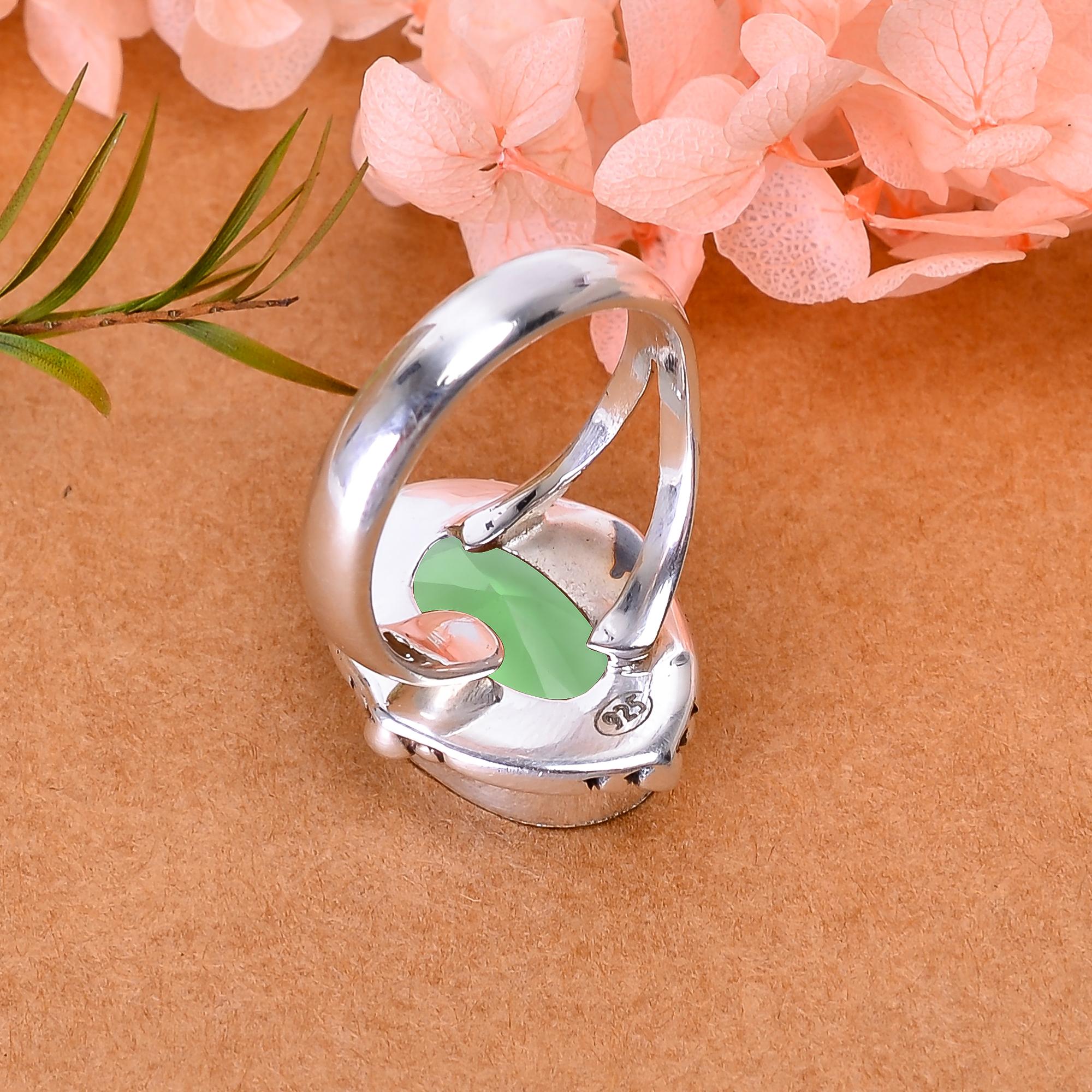 Green Amethyst - Simulated 925 Sterling Silver Ring