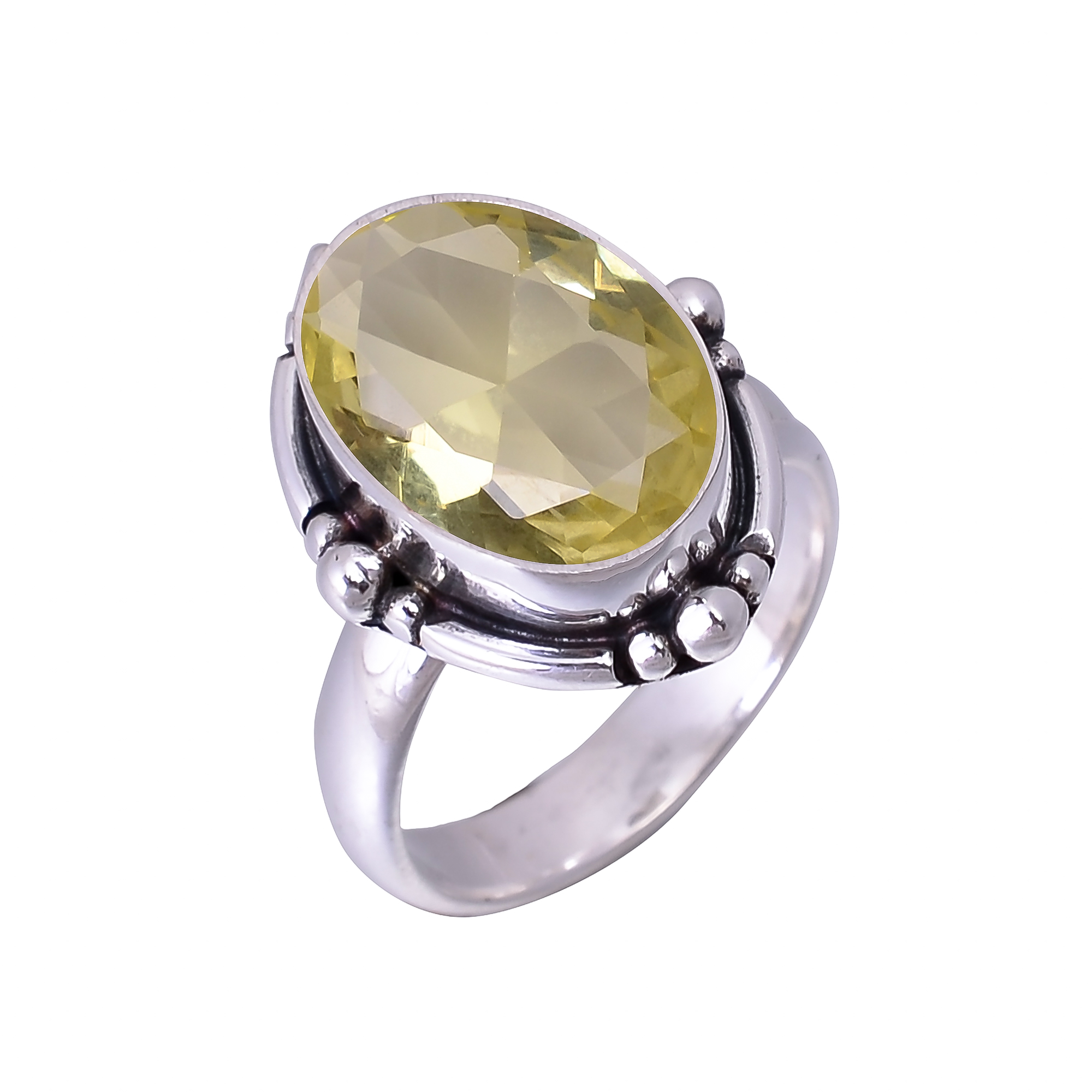 Lemon Quartz - Simulated 925 Sterling Silver Ring