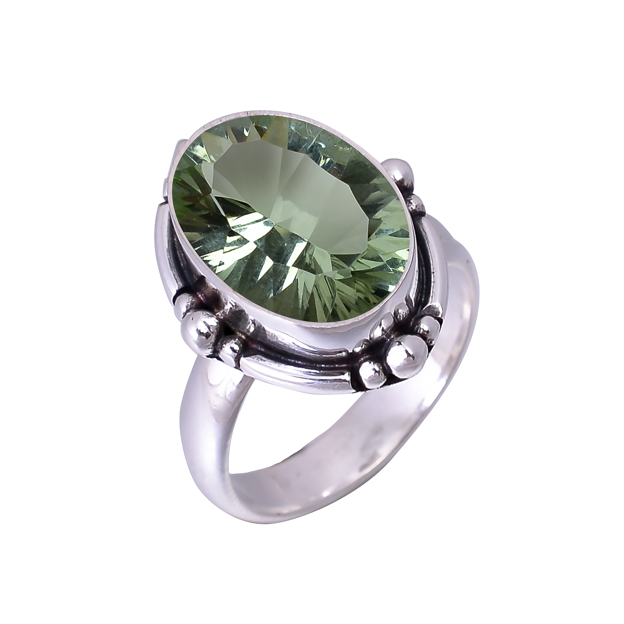 Green Amethyst - Simulated 925 Sterling Silver Ring