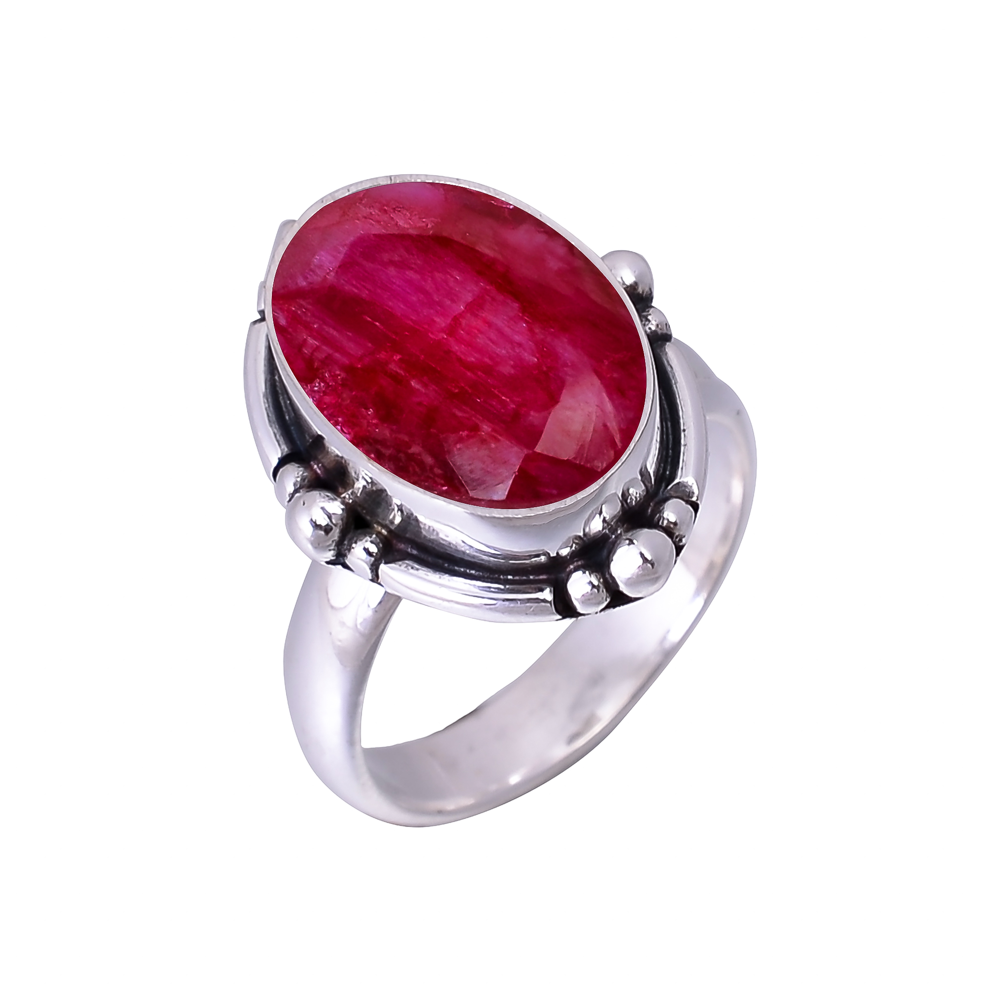 Ruby - Dyed Quartz 925 Sterling Silver Ring