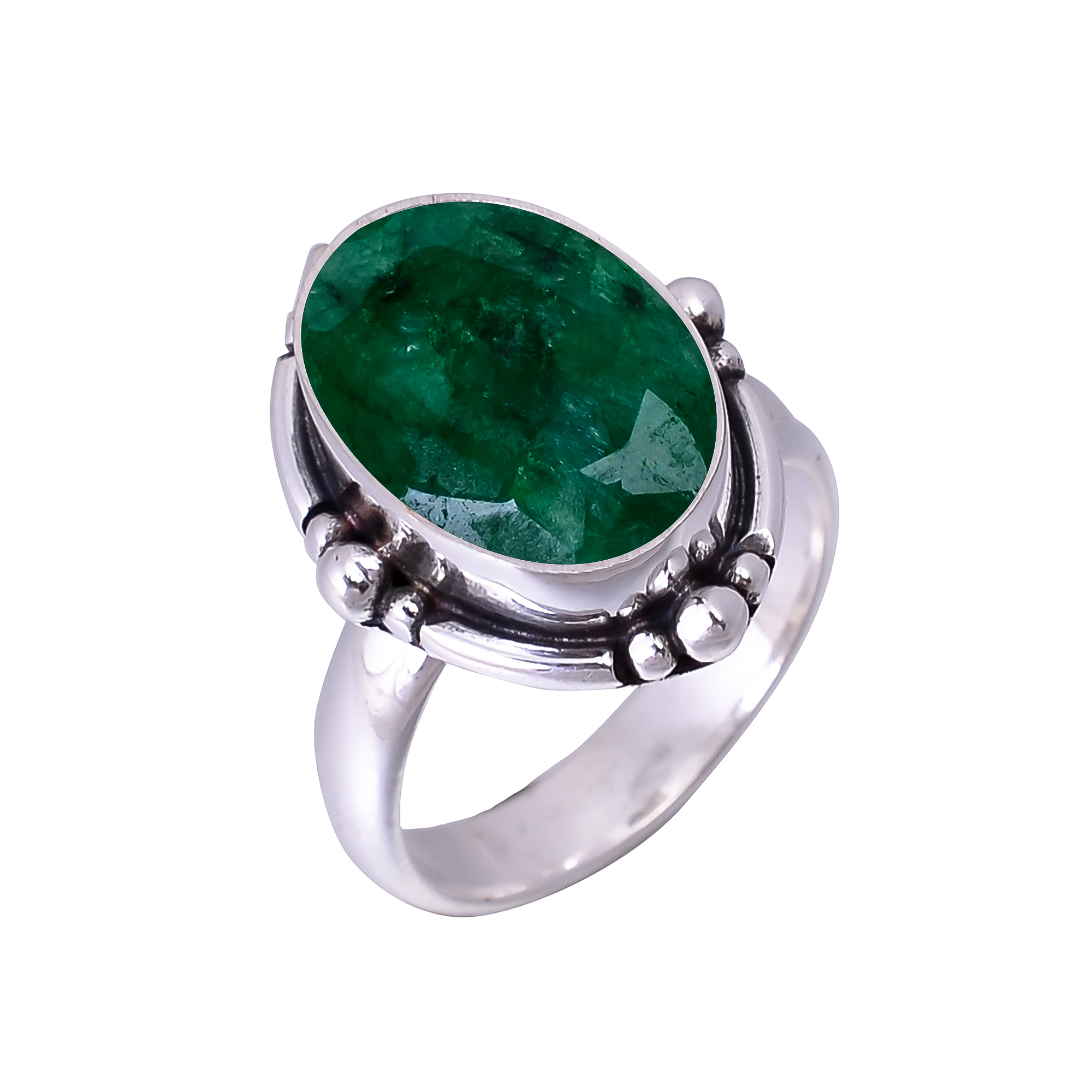 Emerlad - Dyed Quartz 925 Sterling Silver Ring