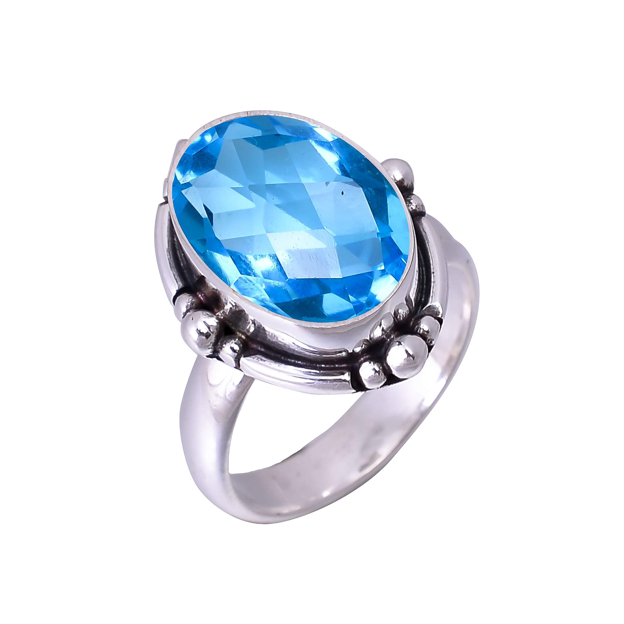 Blue Topaz - Simulated 925 Sterling Silver Ring