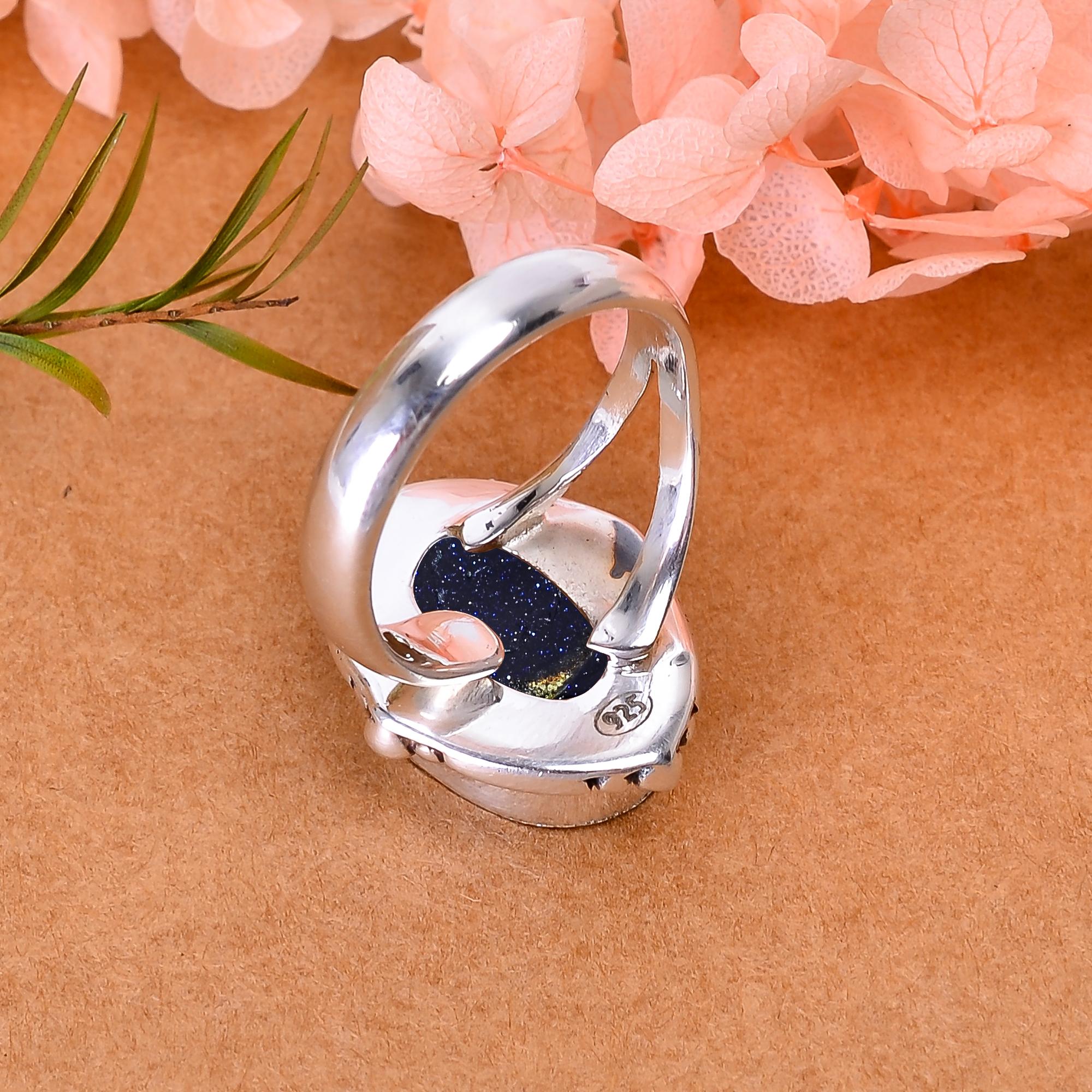 Blue Sunstone - Simulated 925 Sterling Silver Ring