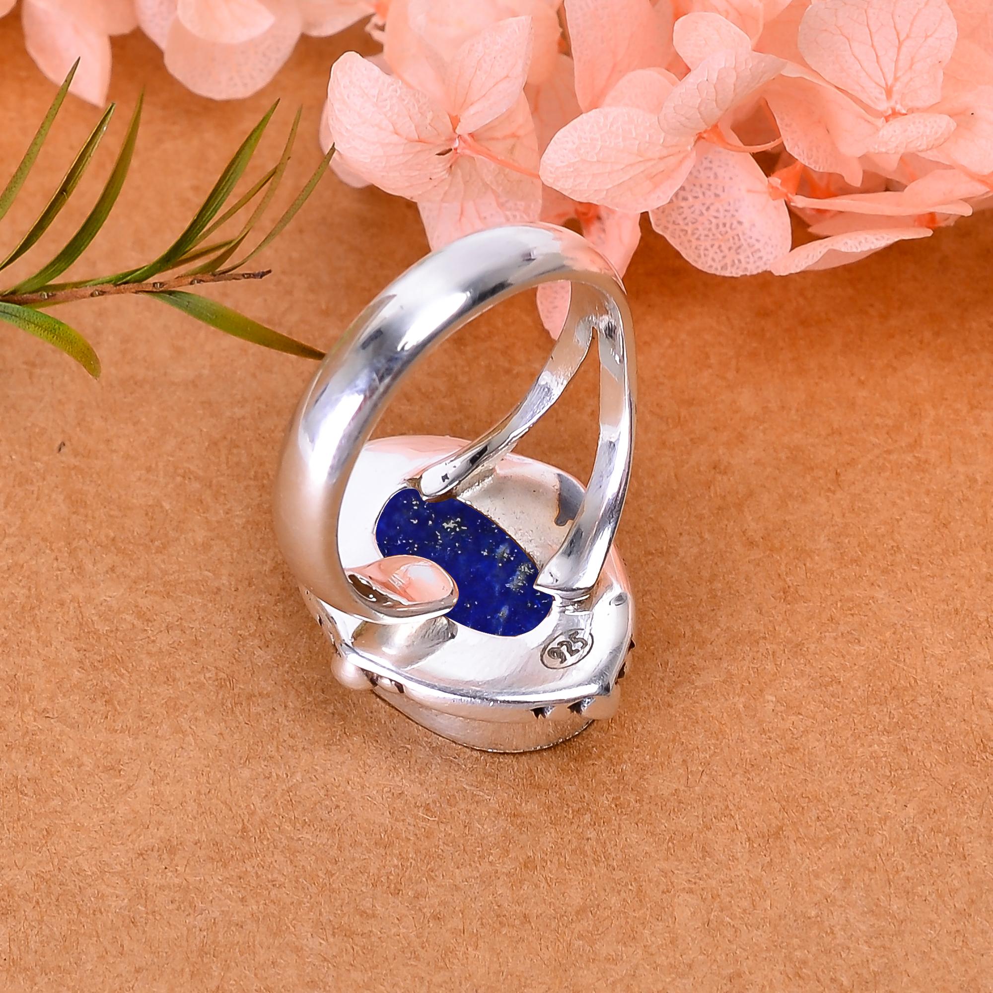 Natural Lapis Lazuli - Afghanistan 925 Sterling Silver Ring