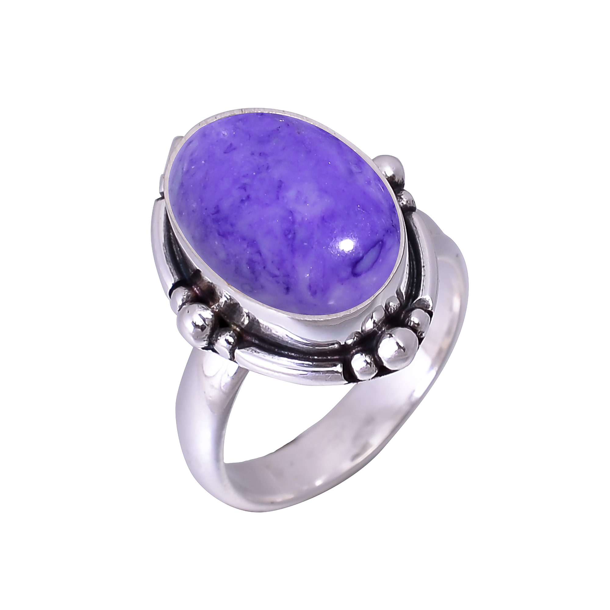 Purple Charoite - Simulated 925 Sterling Silver Ring